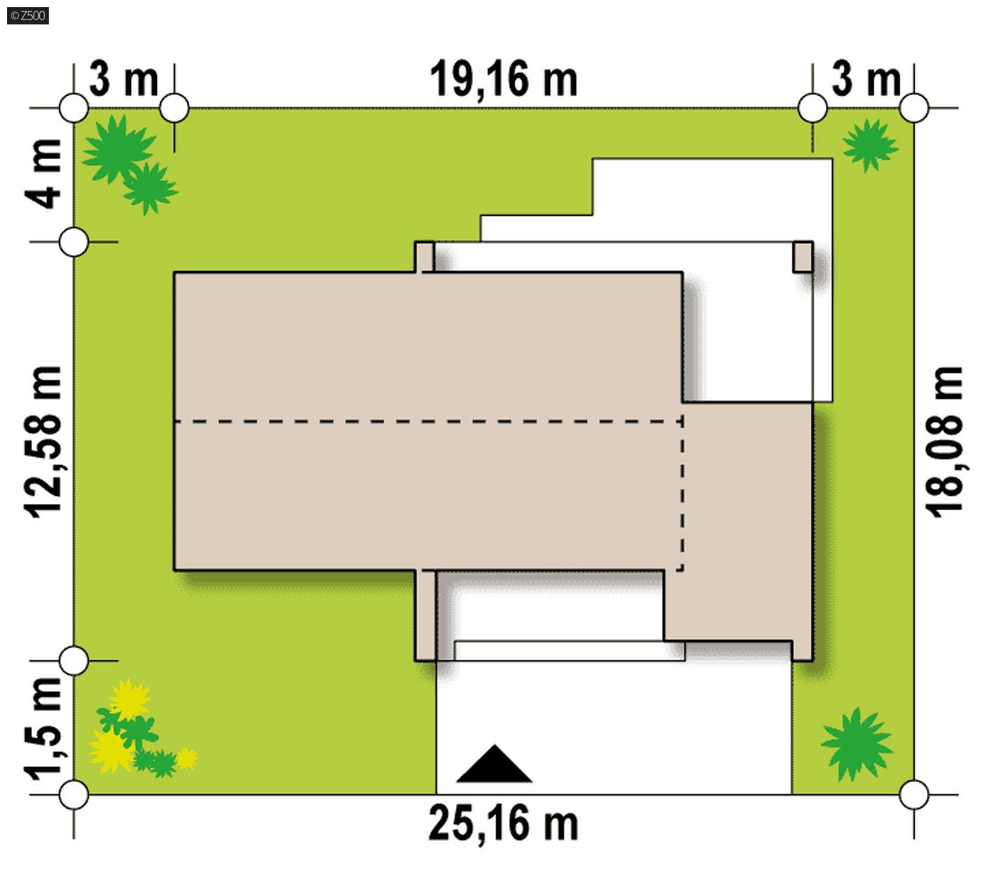 Mājas projekts  - Klasyczny dom parterowy z elementem nowoczesnym,3 sypialniami oraz strefą dzieną