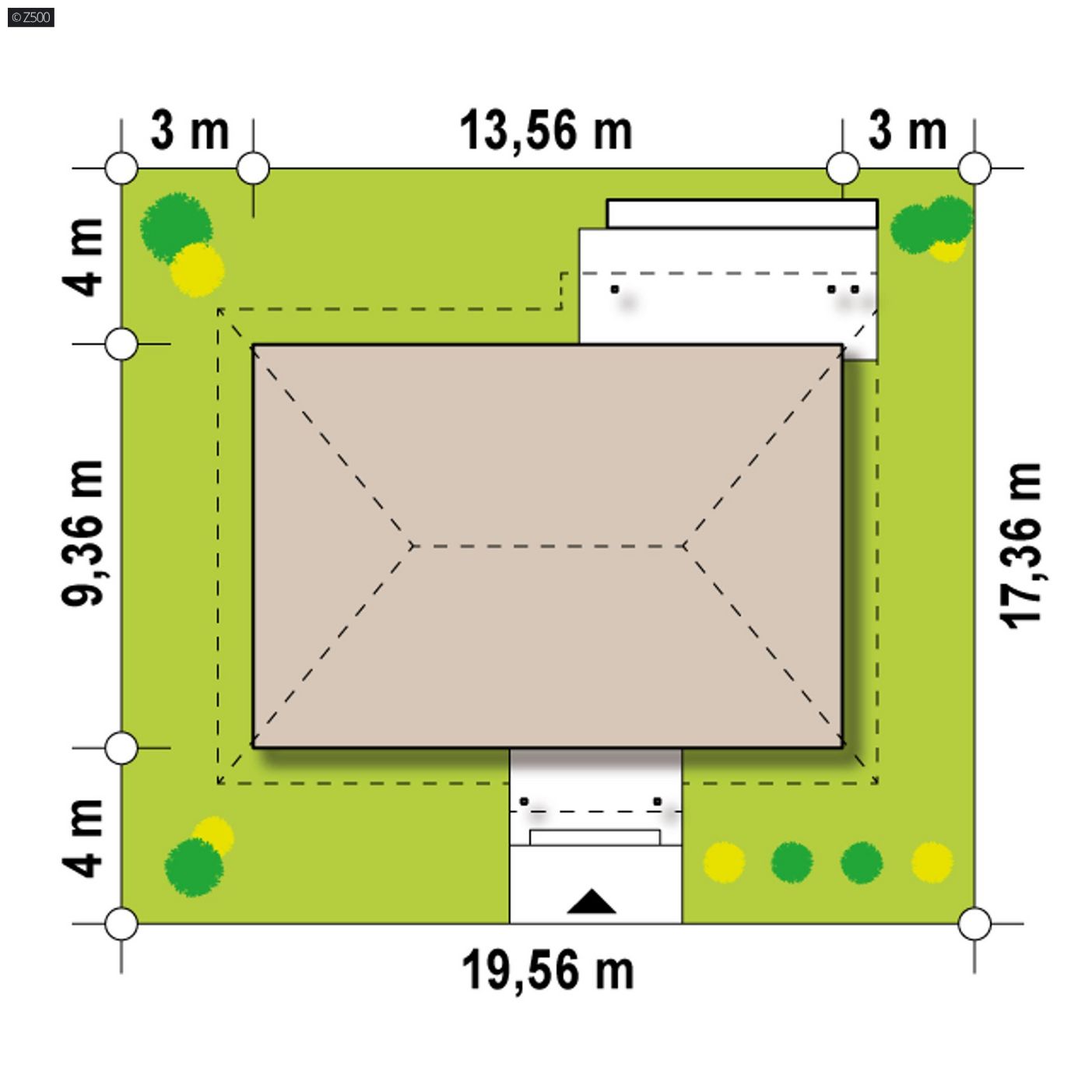 Mājas projekts  - Ērts vienstāvu mājas projekts ar plašu viesistabu un terasi - Z69