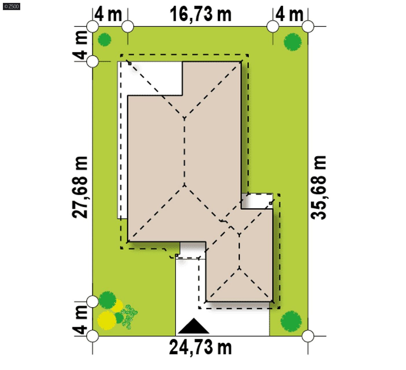 Mājas projekts  - Vienstāvu mājas projekts ar garāžu 2 automašīnām - Z82
