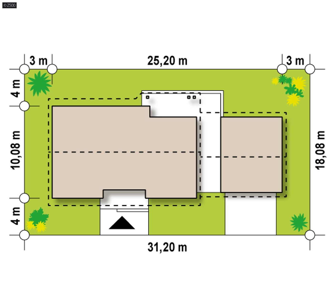 Mājas projekts  - Vienstāvu mājas projekts ar divvietīgu garāžu - Z98 WP GP2