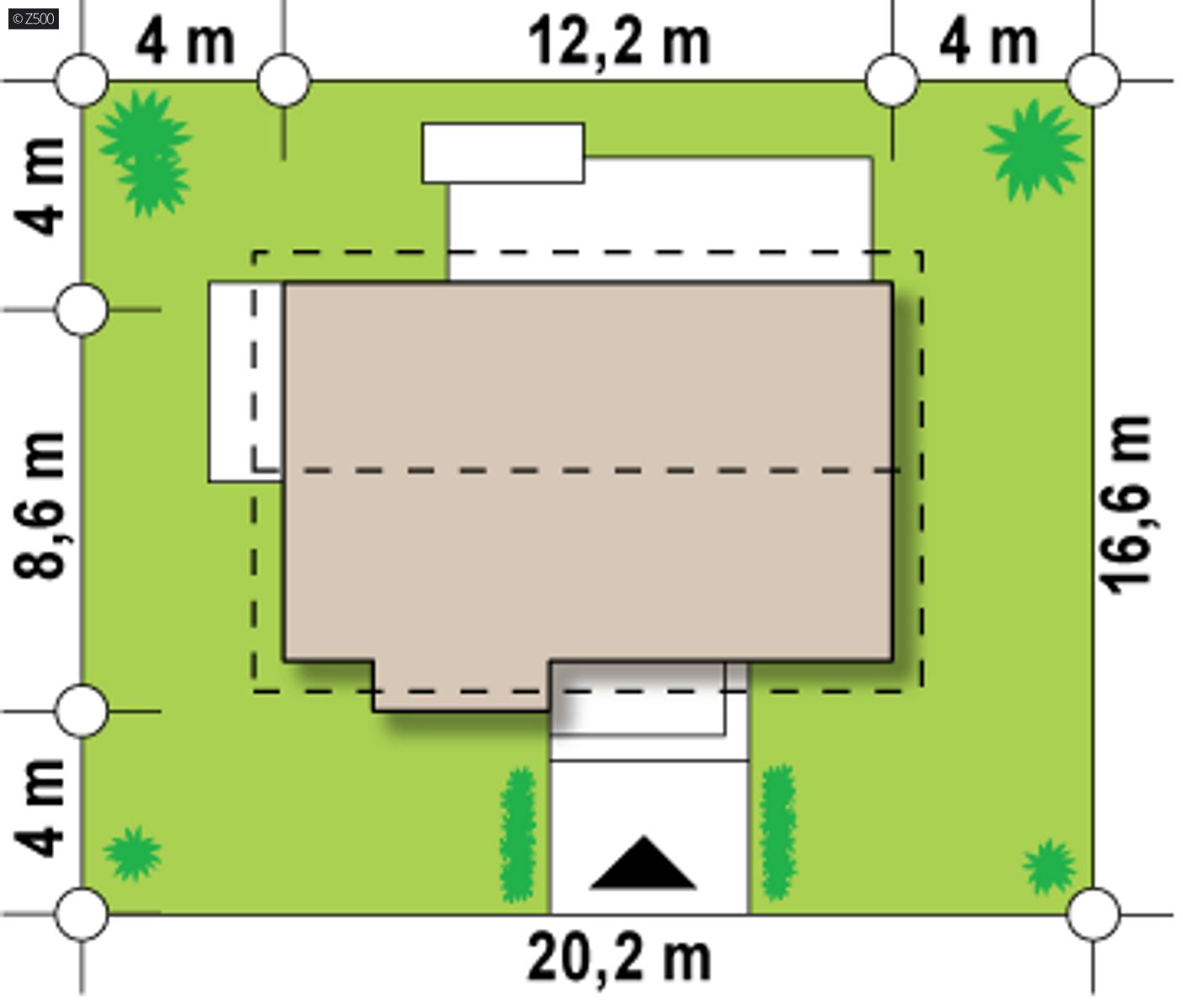 Home project  - Zgrabny dom parterowy z dwiema sypialniami i dużym pomieszczeniem gospodarczym.