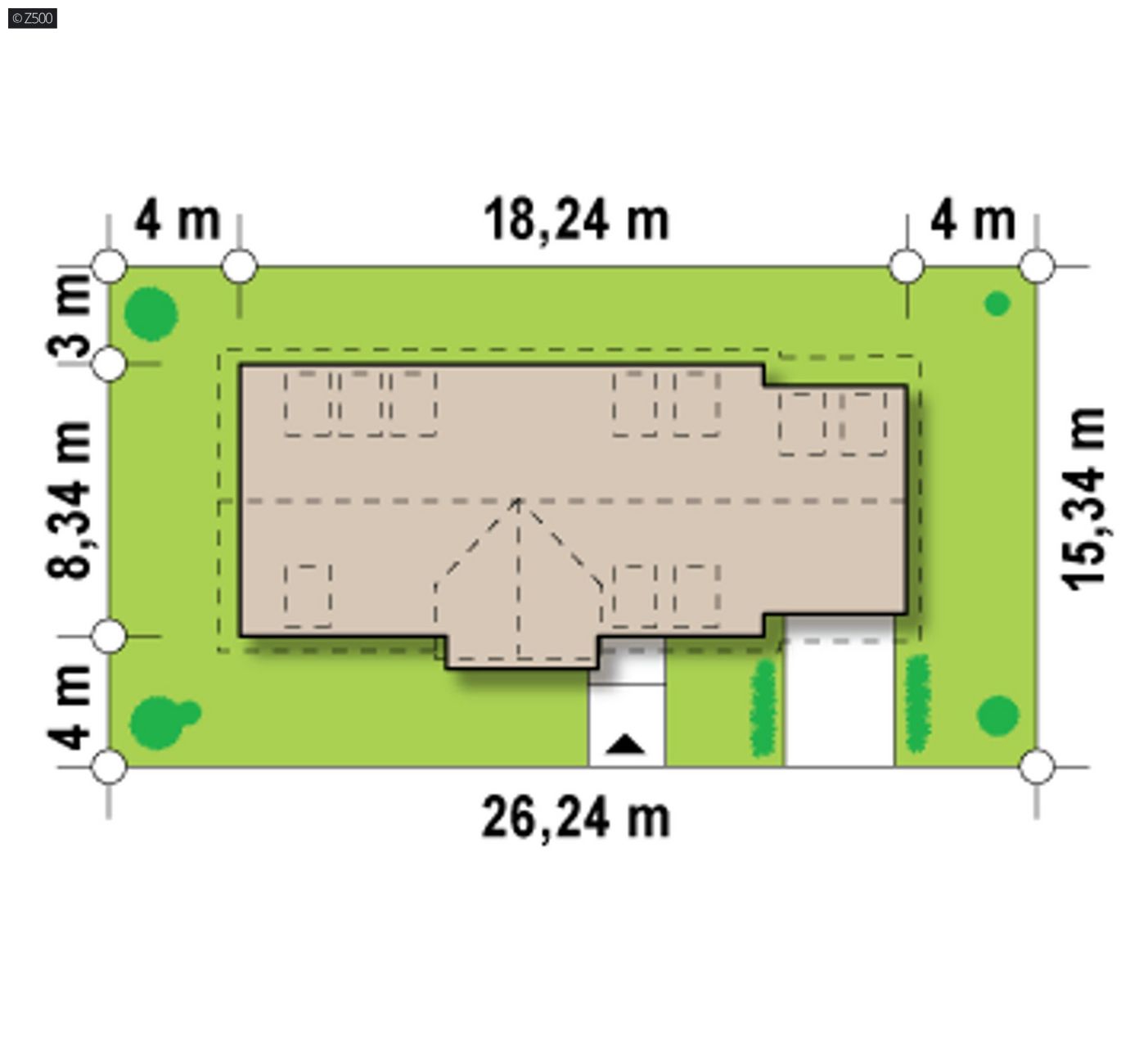 Mājas projekts  - Plašas mājas projekts ar mansardu un garāžu - Z157