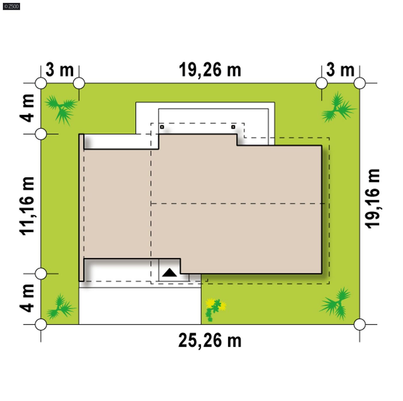 Mājas projekts  - Vienstāvu mājas projekts ar garāžu 2 automašīnām - Z182