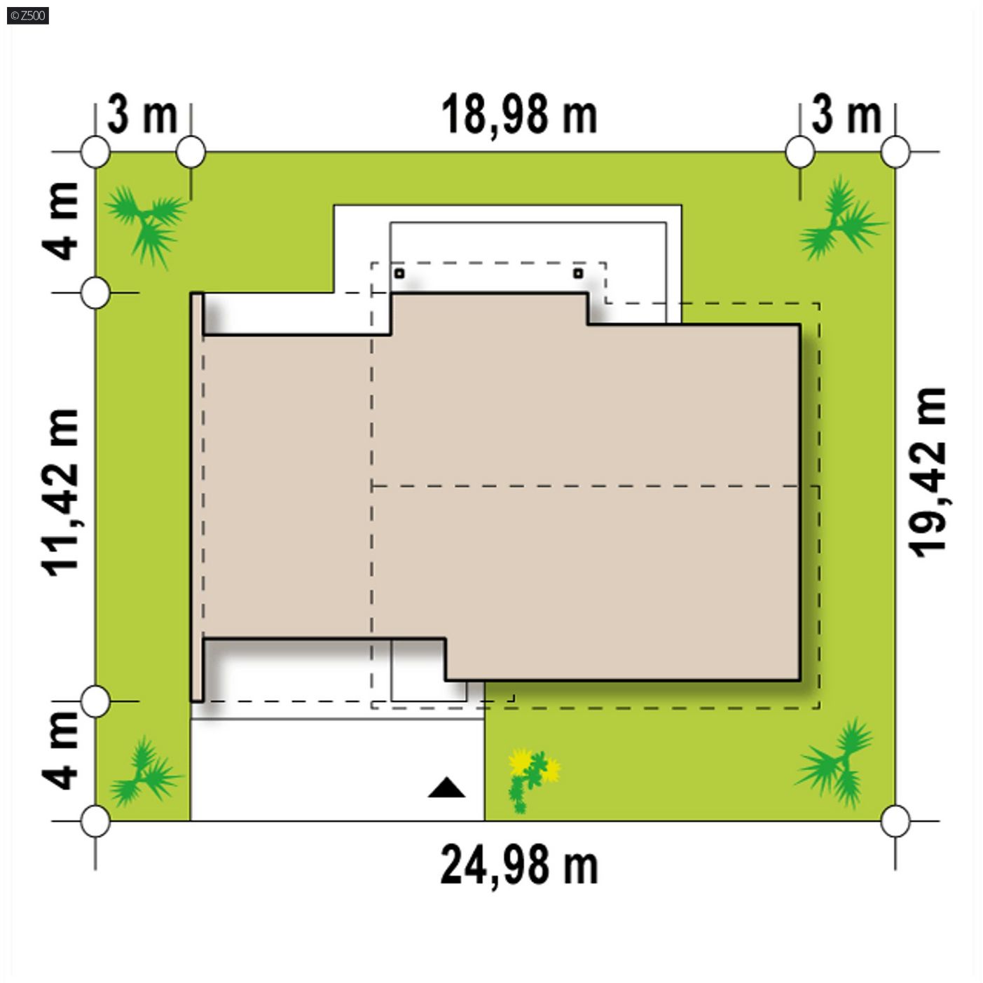 Mājas projekts  - Vienstāvu mājas projekts ar garāžu 2 automašīnām - Z182 D