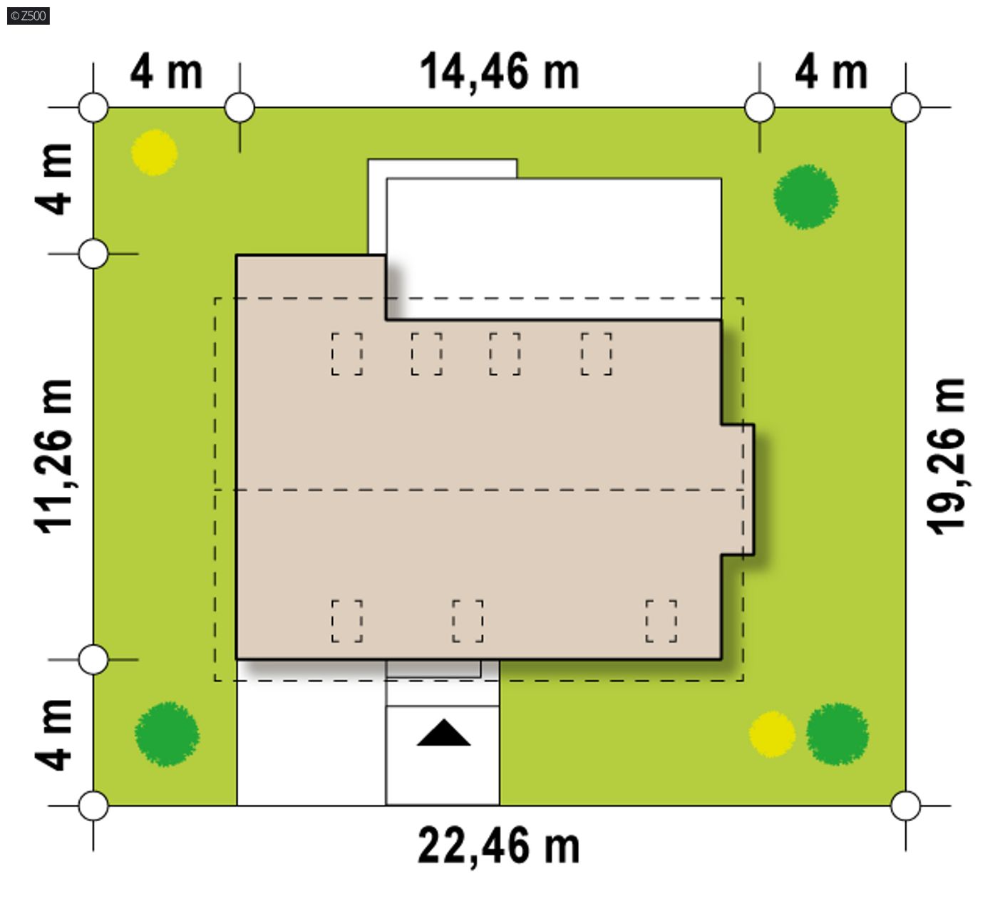 Gotowy projekt domu  - Wygodny dom (5 pokoi) z dużym pomieszczeniem gospodarczym.