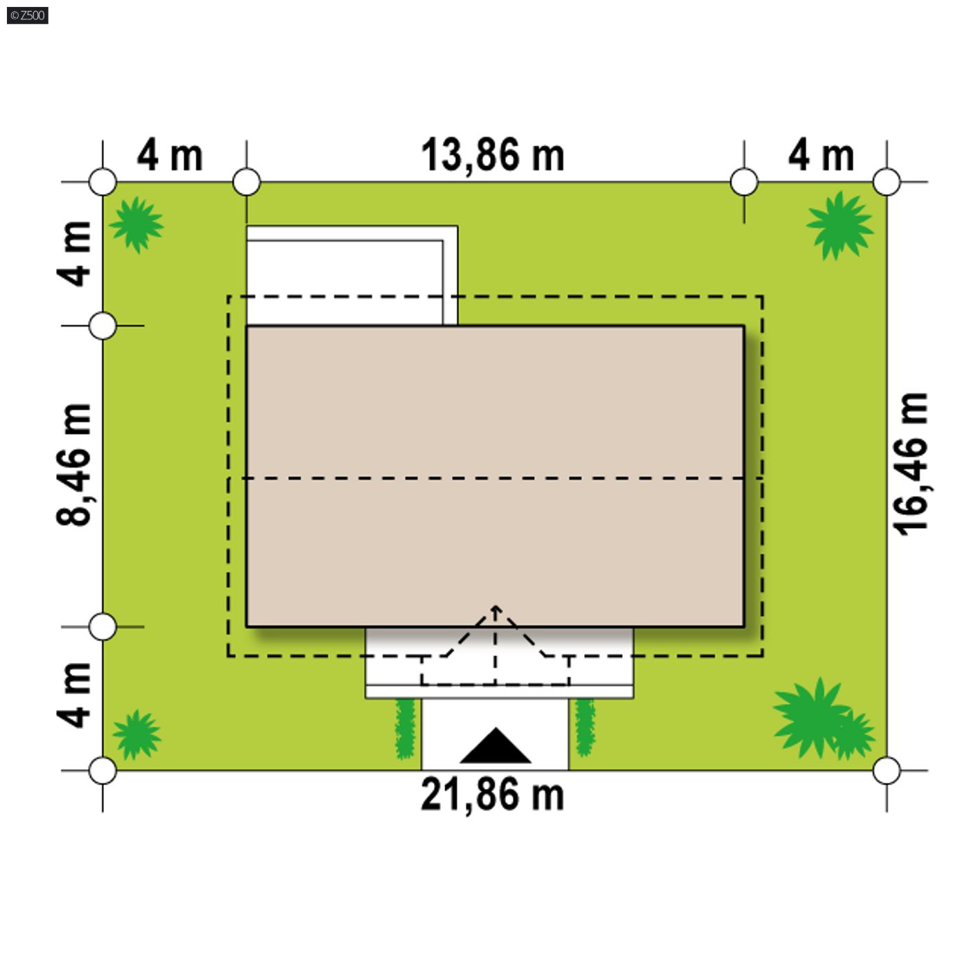 Gotowy projekt domu  - Dom parterowy z dachem dwuspadowym. Tani w budowie i eksploatacji.