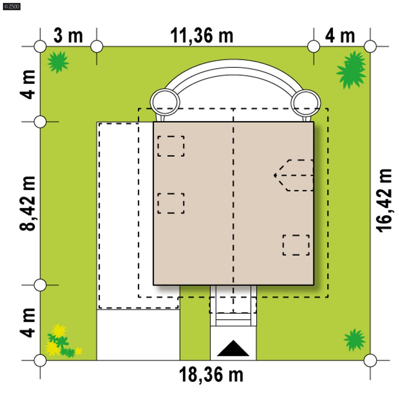 Mājas projekts  - Neliels divstāvu mājas projekts ar nojumi un terasi - Z1 D WL