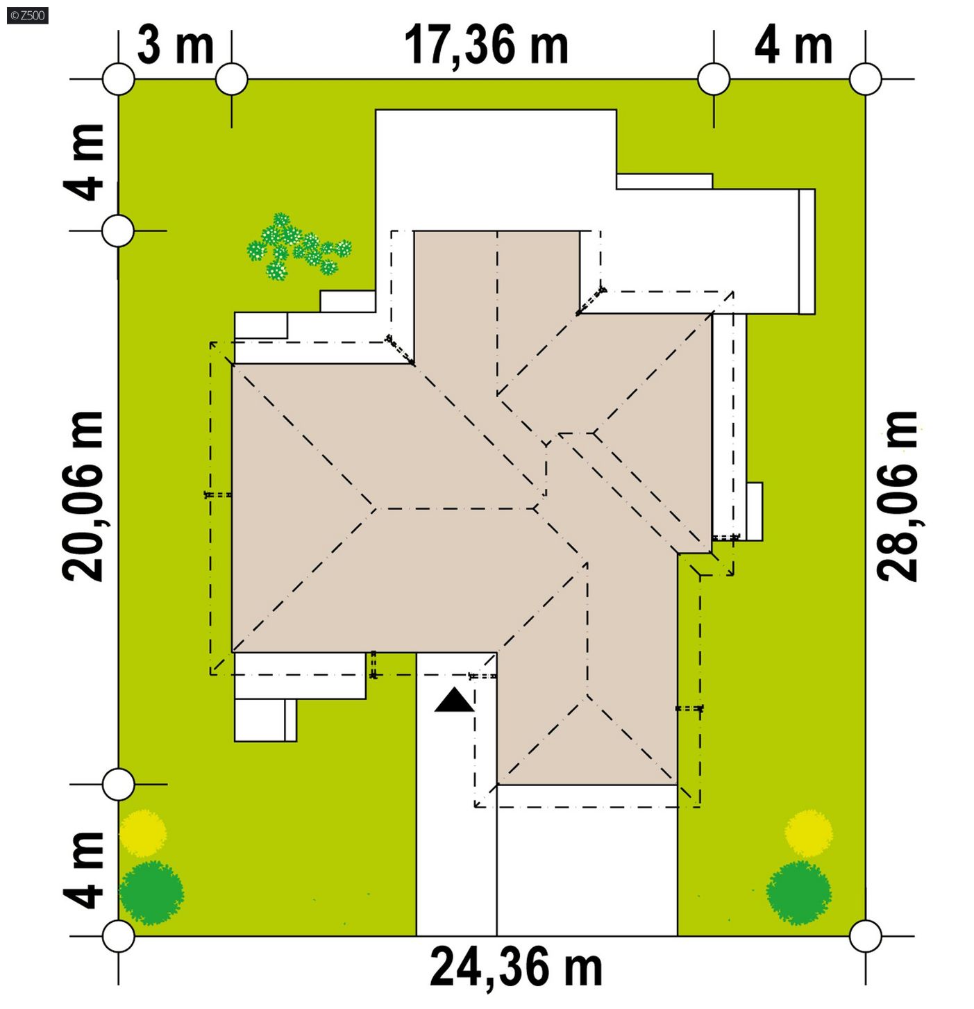 Mājas projekts  - Vienstāvu mājas projekts ar garāžu - Z406