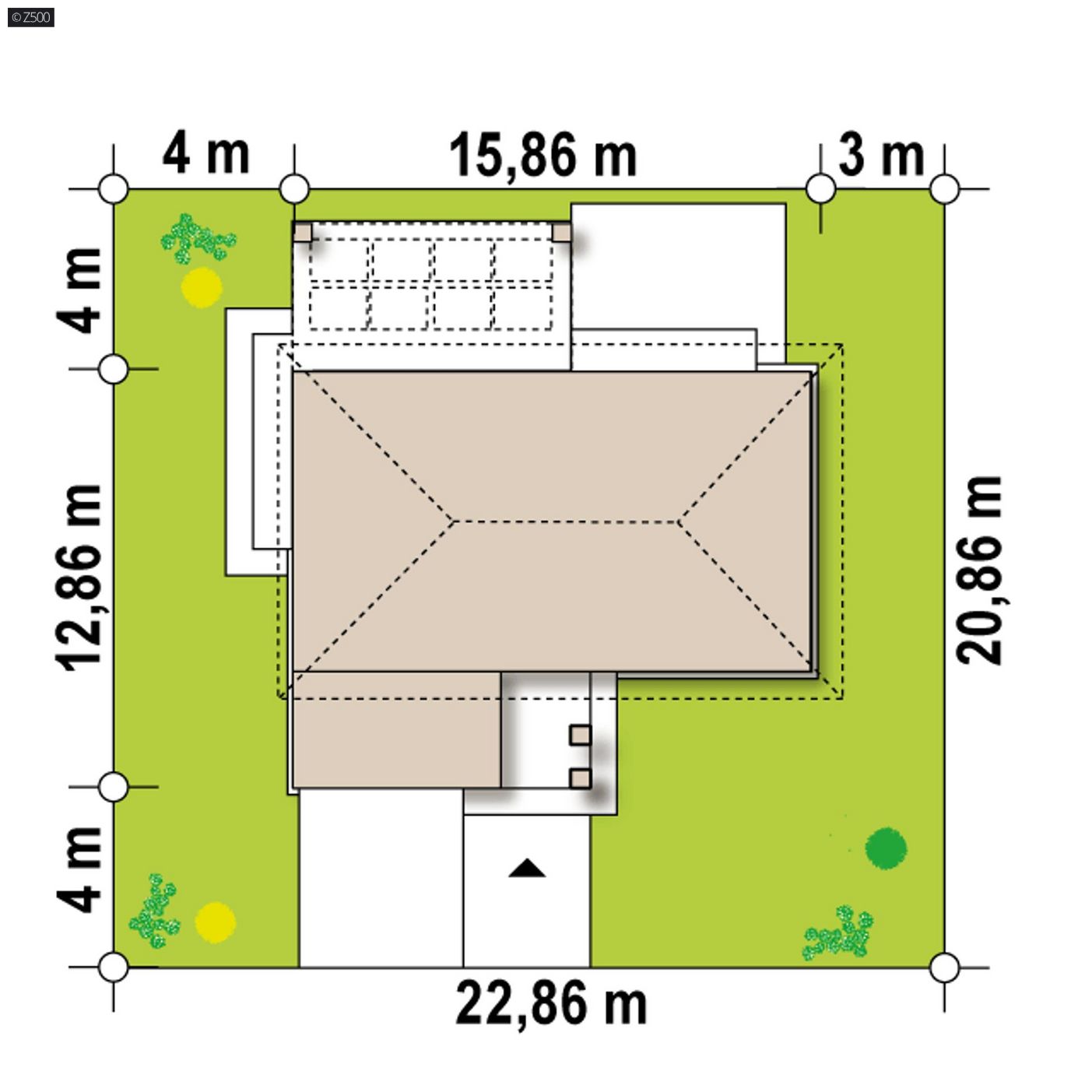 Mājas projekts  - Vienstāvu mājas projekts ar garāžu - Z384