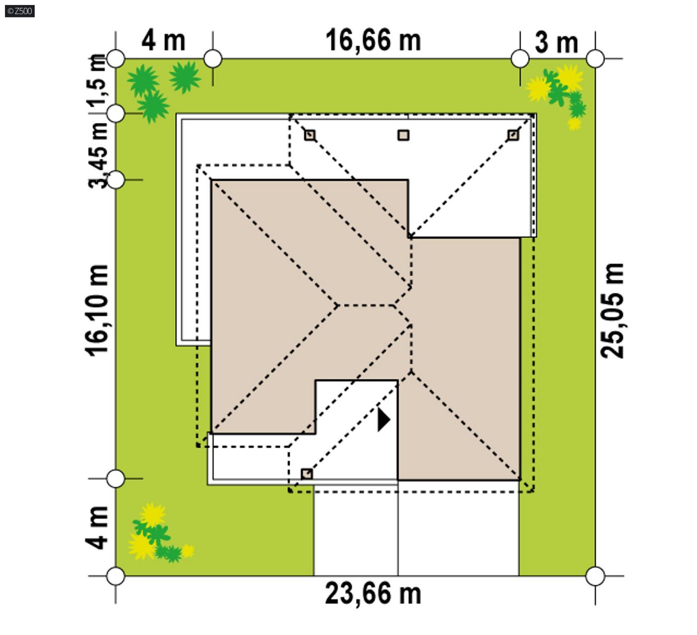 Mājas projekts  - Vienstāvu mājas projekts ar garāžu - Z441