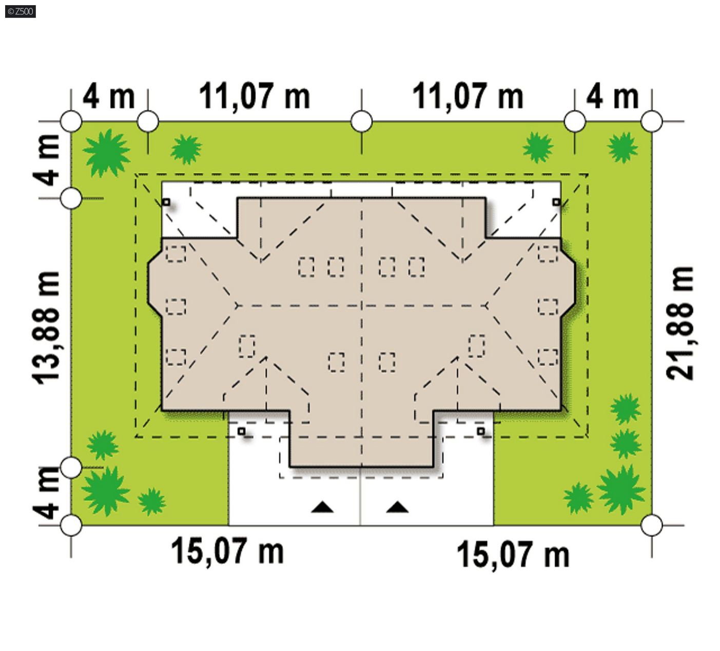 Mājas projekts  - Divdzīvokļu mājas projekts ar mansardu - Zb1