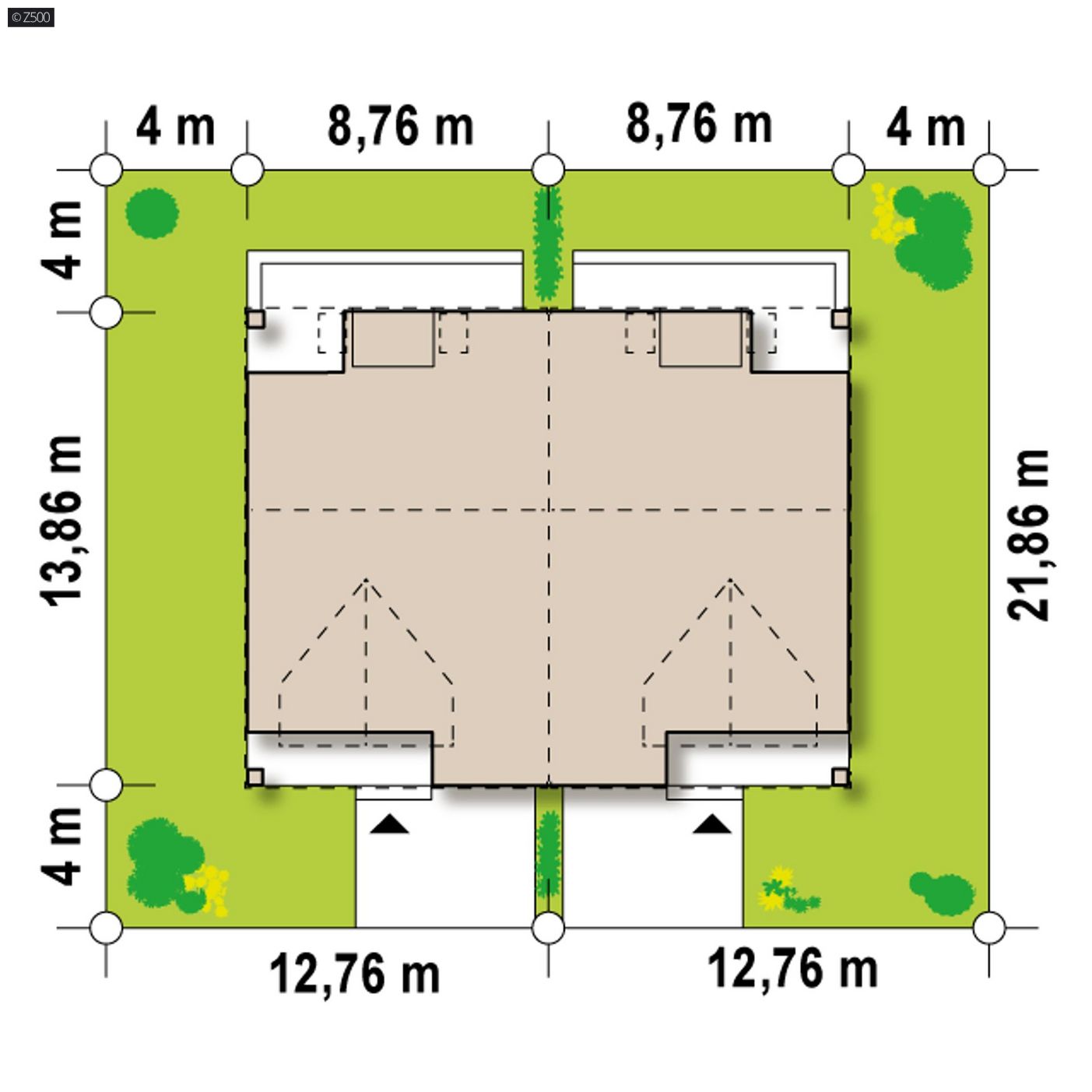 Mājas projekts  - Dvīņu māju projekts ar garāžu - Zb4