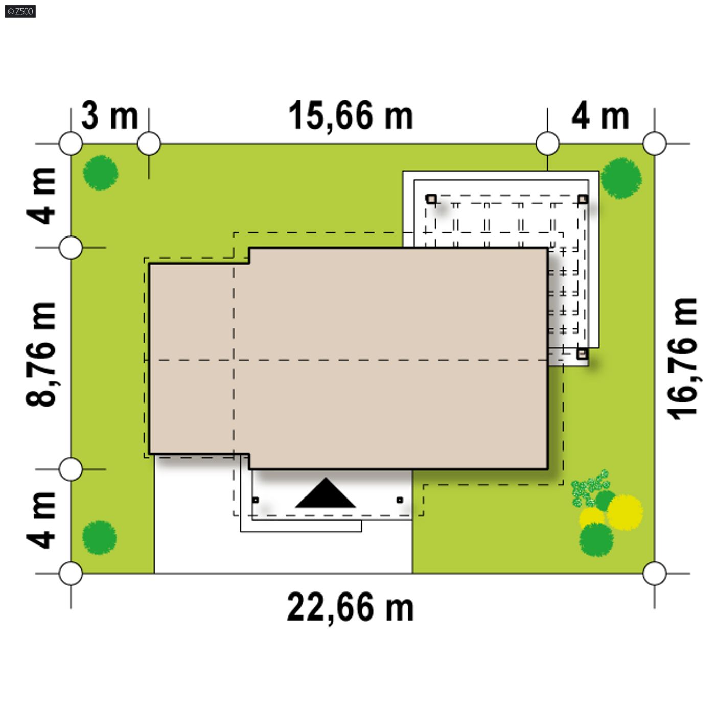 Gotowy projekt domu  - Projekt małego domu (ok. 80m2) parterowego z garażem; szybki i tani w budowie.