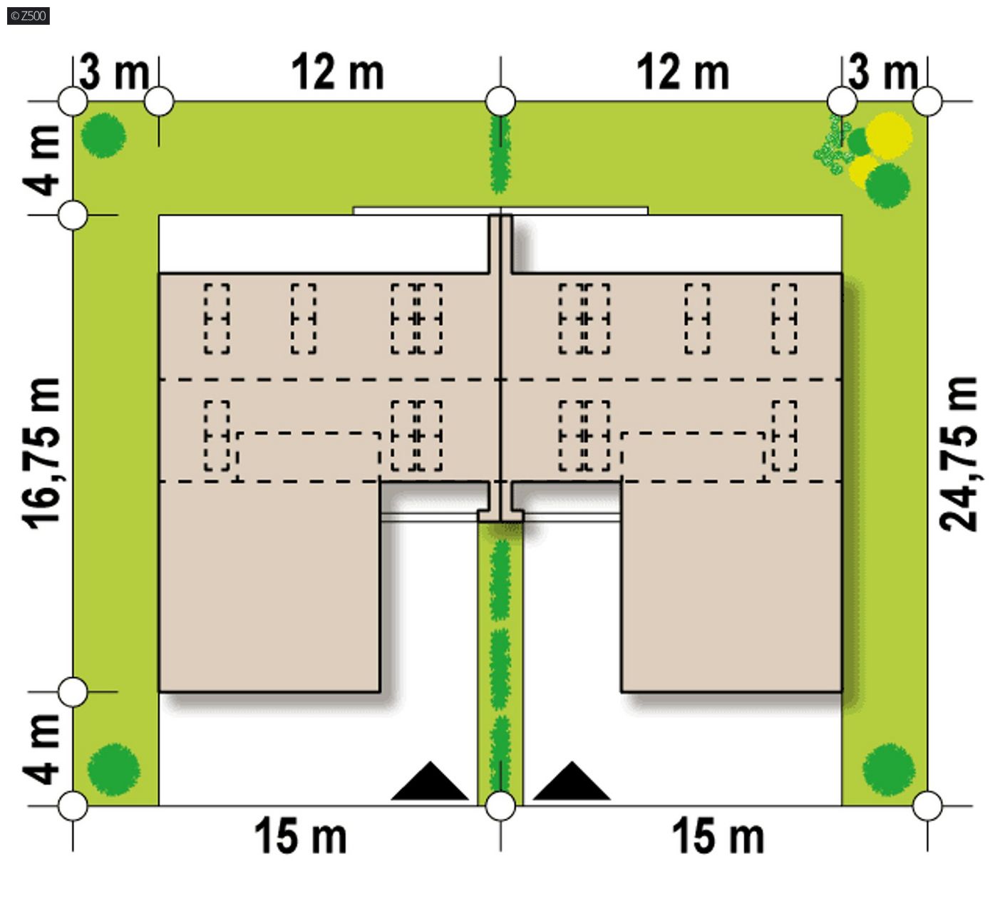 Mājas projekts  - Dvīņu mājas projekts ar garāžu - Zb17