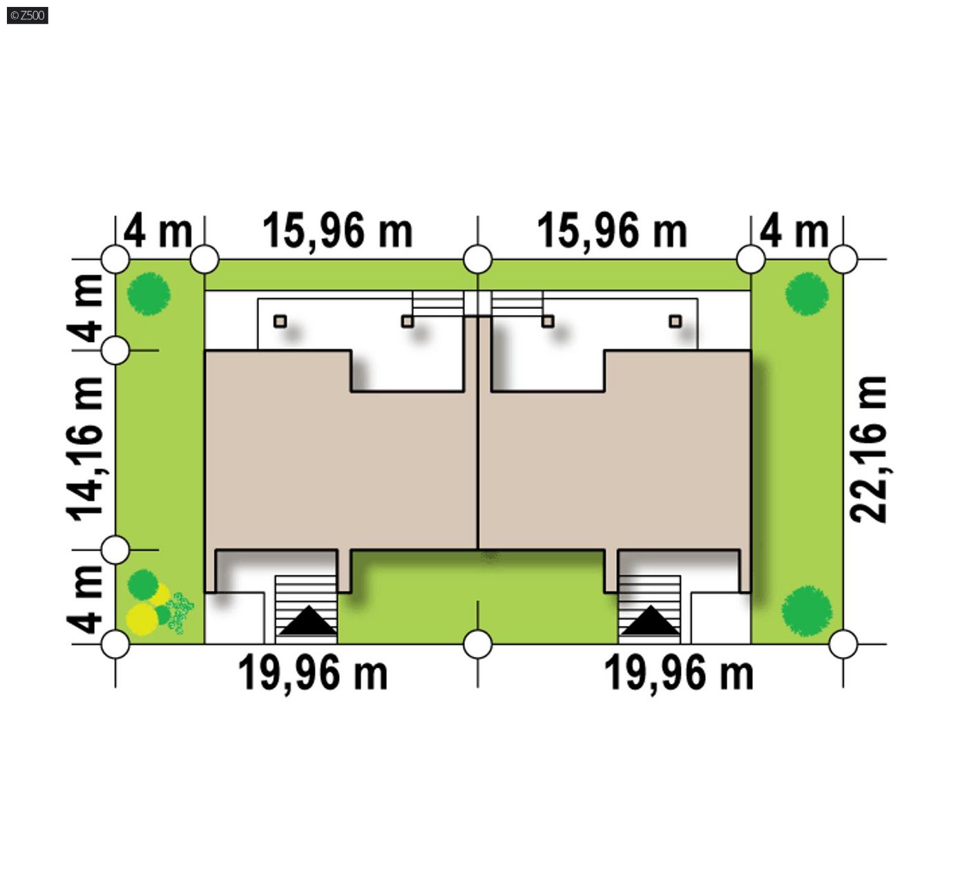 Mājas projekts  - Dvīņu mājas projekts ar pazemes garāžu - Zb19