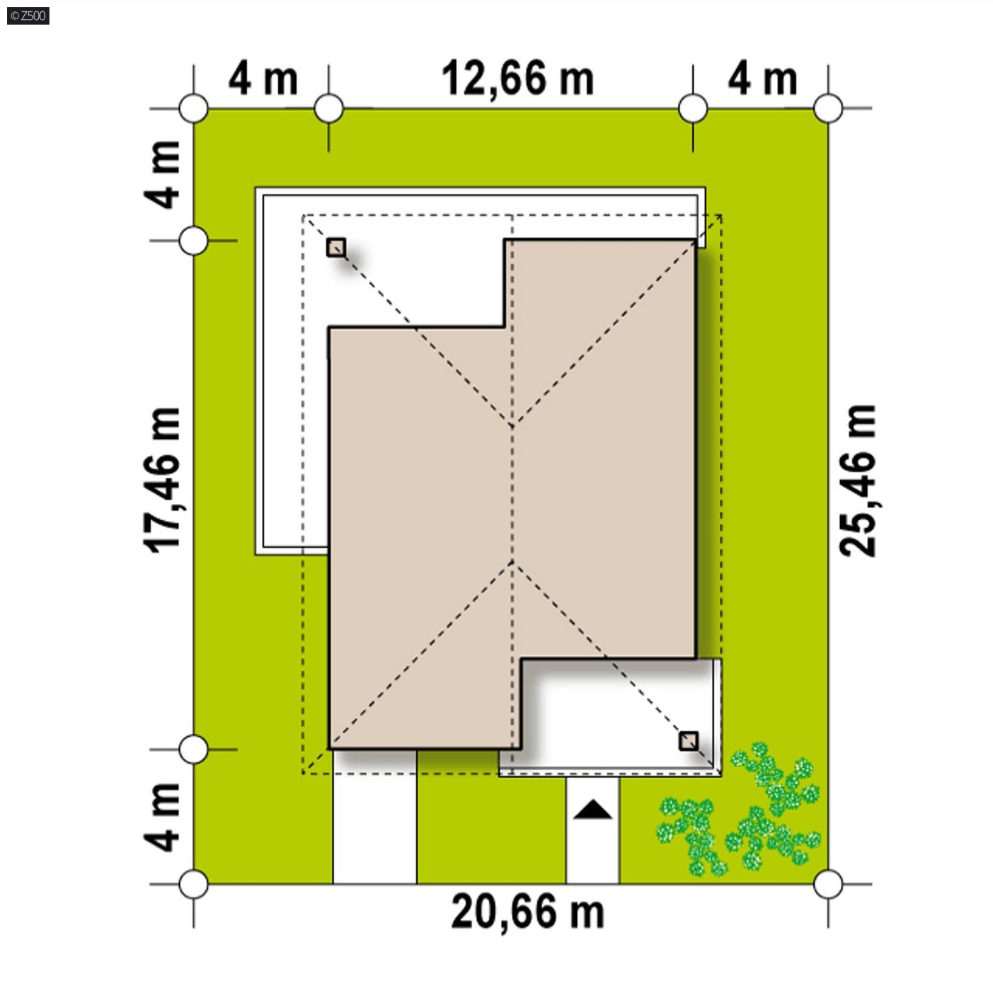 Mājas projekts  - Plašas vienstāvu mājas projekts - Z443