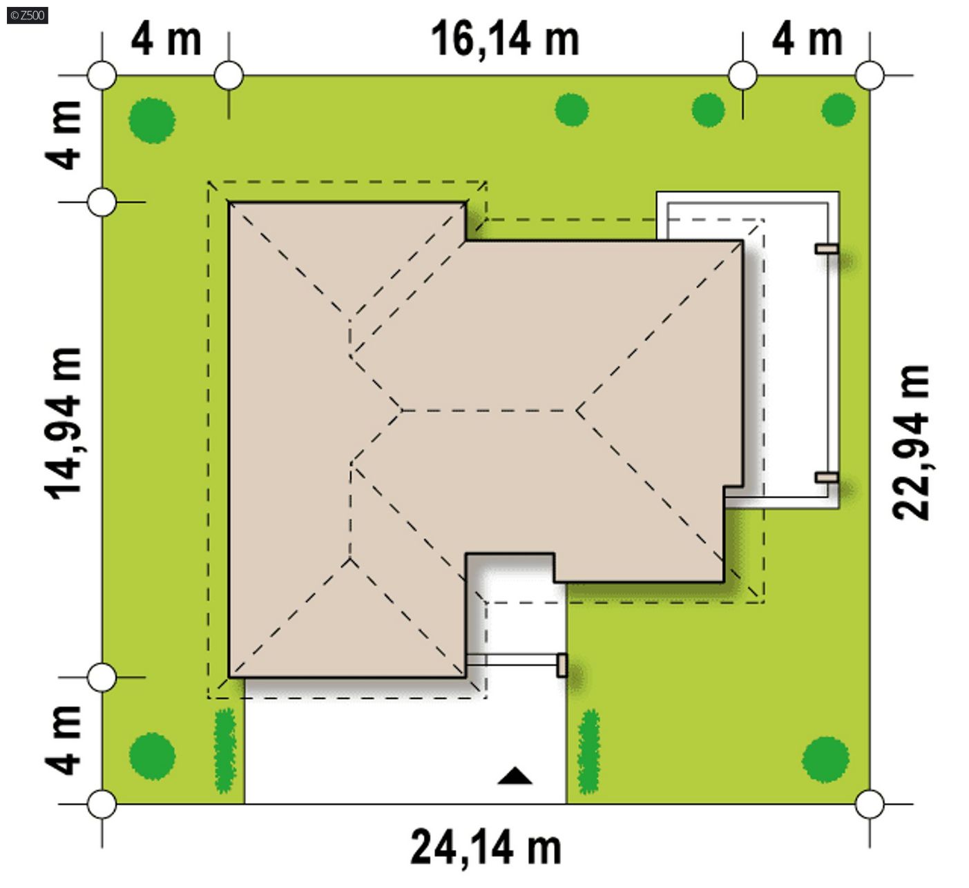 Mājas projekts  - Vienstāvu dzīvojamās mājas plāns - Z201