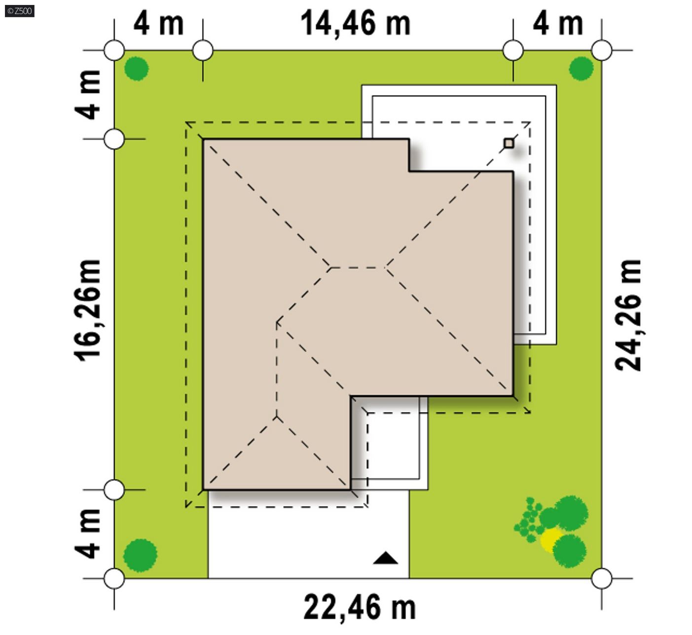 Mājas projekts  - Vienstāvu mājas projekts ar divvietīgu garāžu - Z203 v2