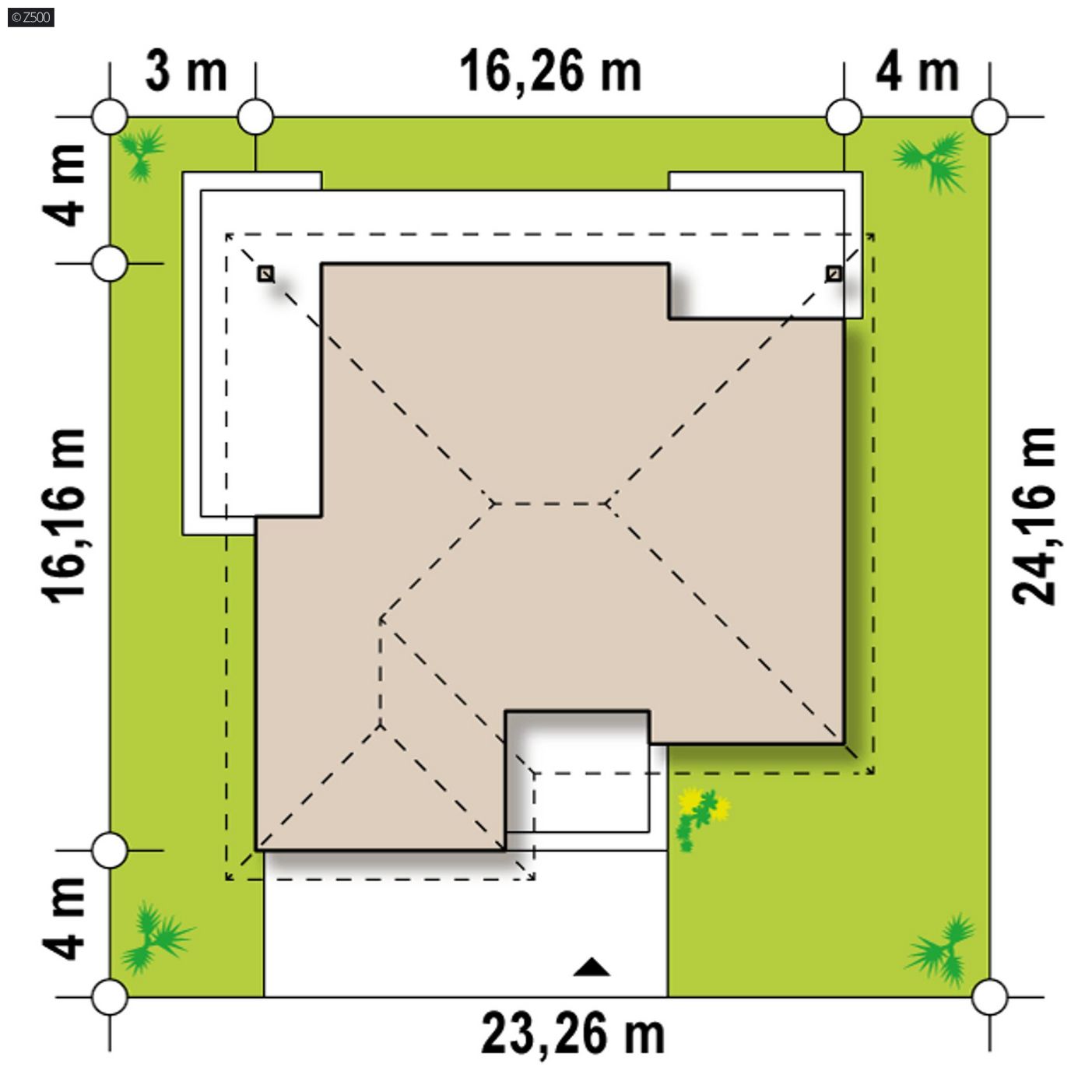 Mājas projekts  - Plašas vienstāvu mājas projekts - Z209