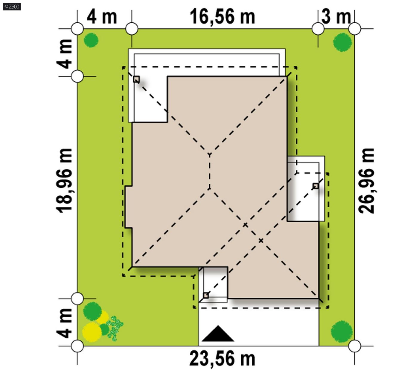 Mājas projekts  - Vienstāva mājas projekts ar divvietīgu garāžu - Z281 stu