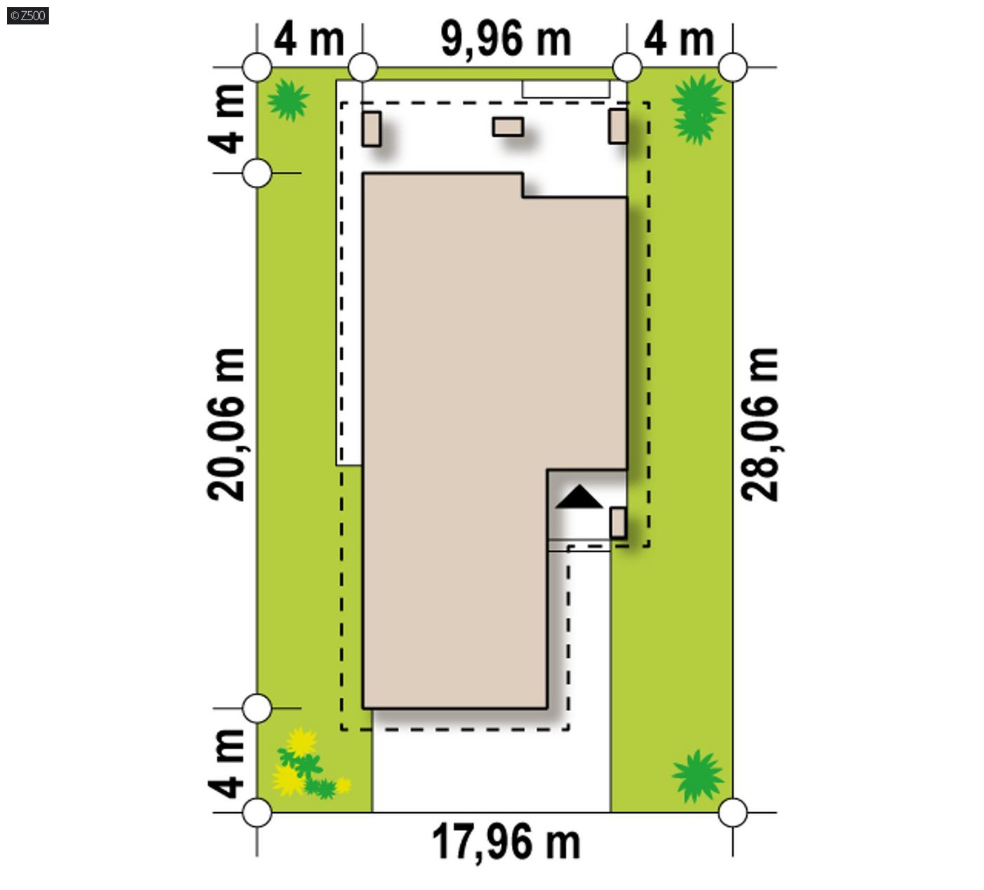 Mājas projekts  - Vienstāva mājas projekts ar garāžu 2 automašīnām - Z327