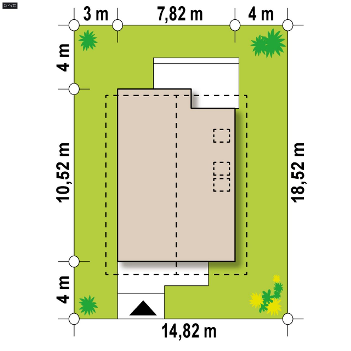 Mājas projekts  - Koka karkasa māja ar cieto kurināmo šauram zemes gabalam Z302 D