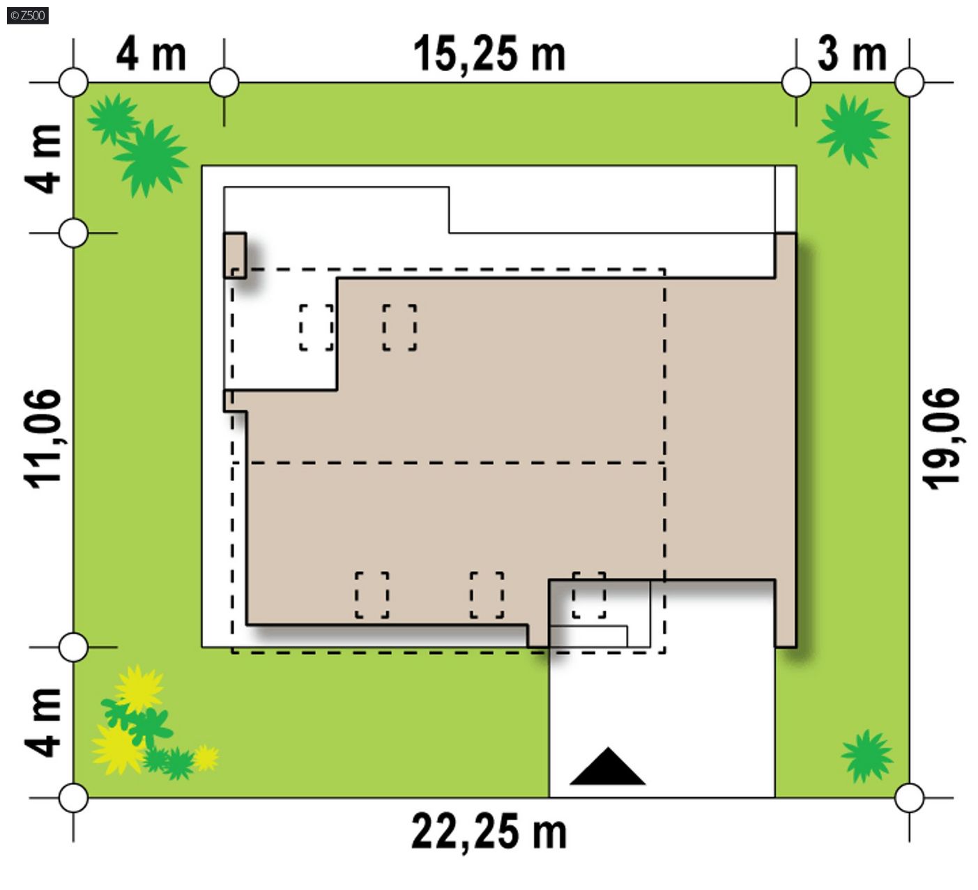 Mājas projekts  - Nelielas mājas projekts ar mansardu un garāžu - Z347