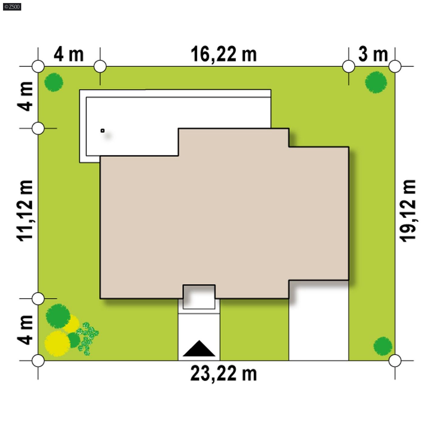 Mājas projekts  - Dom parterowy w tech. drewnianej z trzema sypialniami z garażem 