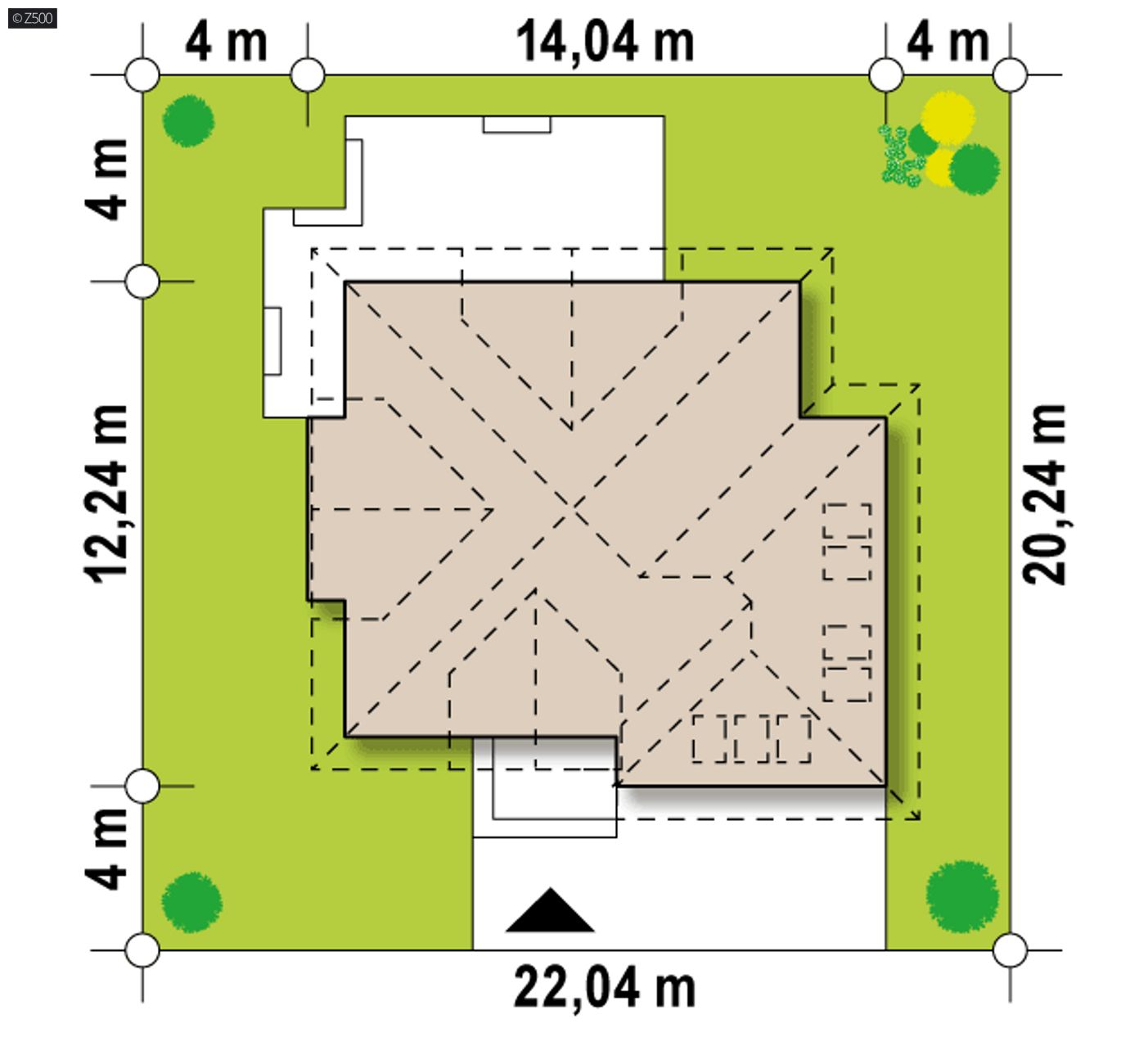Gotowy projekt domu  - Tradycyjny dom z dachem wielospadowym i lukarnami oraz garażem dwustanowiskowym