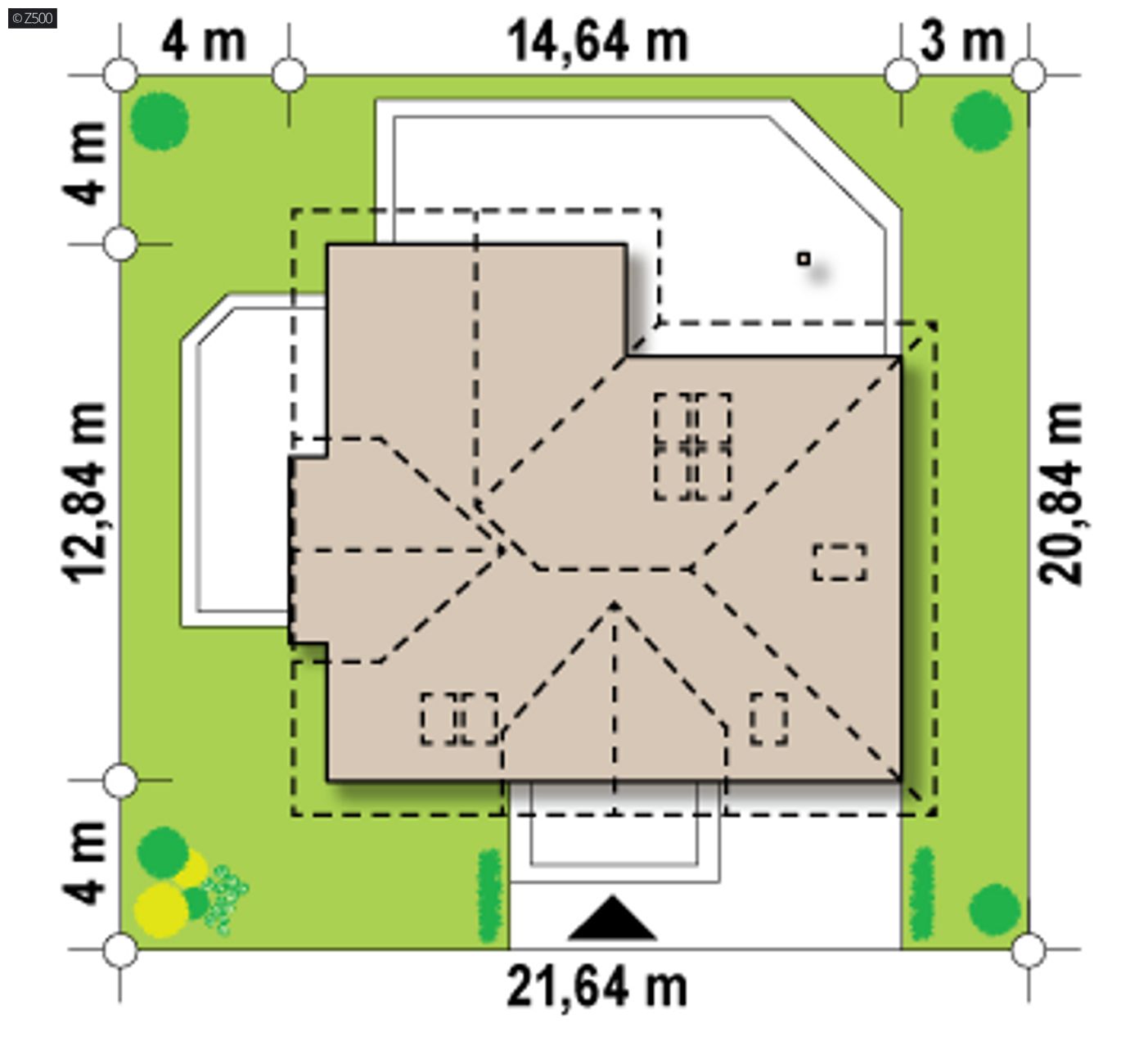 Home project  - Tradycyjny dom z garażem i dachem wielospadowym oraz dużym PG (paliwo stałe).