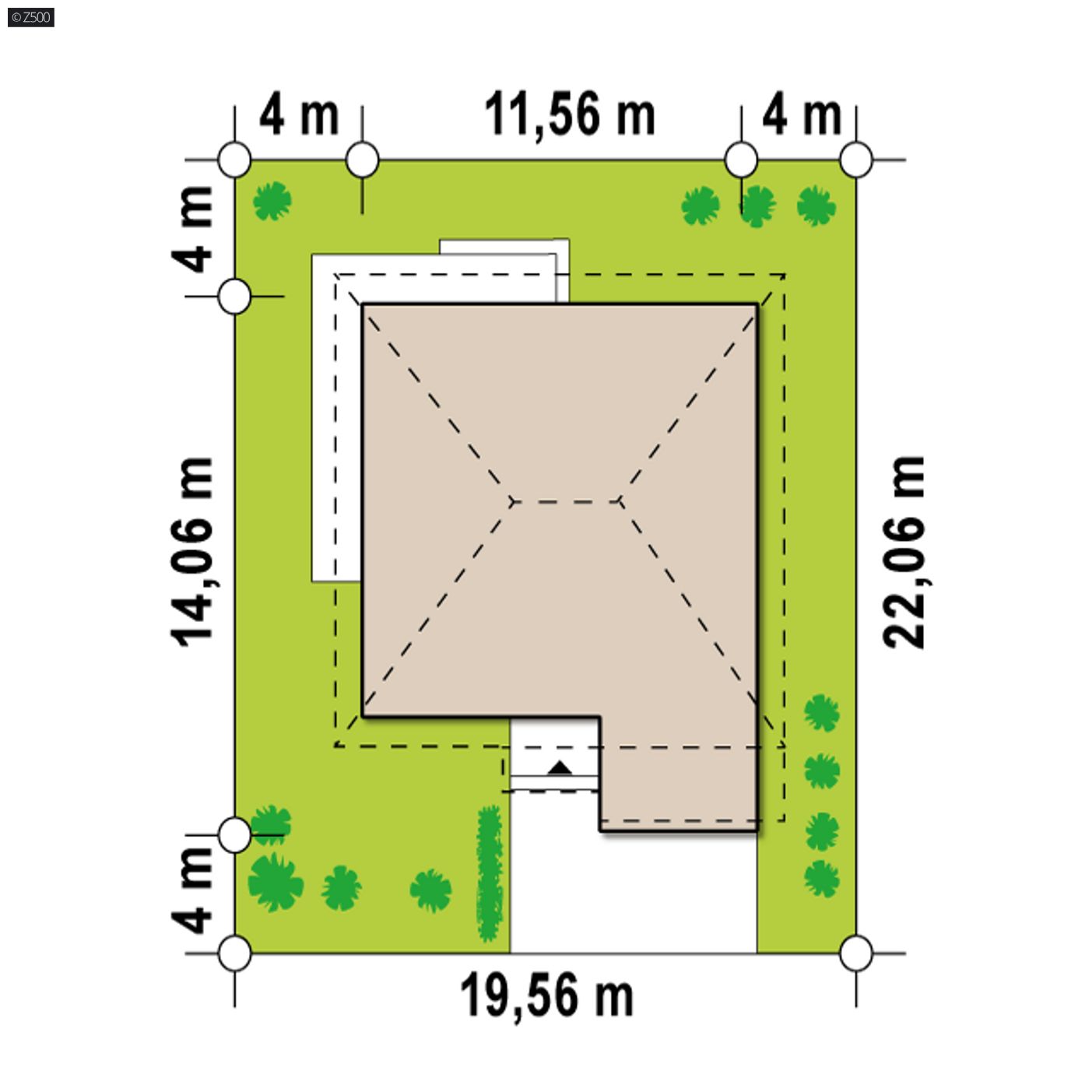 Gotowy projekt domu  - Współczesna forma kubiczna z kopertowym dachem i garażem dwustanowiskowym.