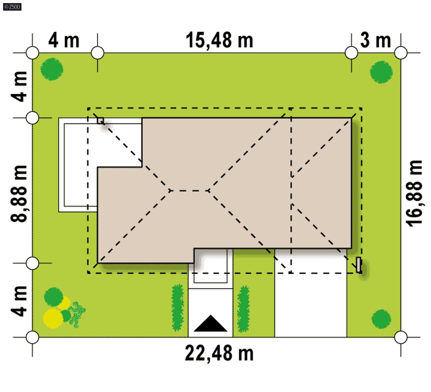 Gotowy projekt domu  - Piętrowy dom w stylu współczesnej willi, z garażem oraz salonem od frontu.