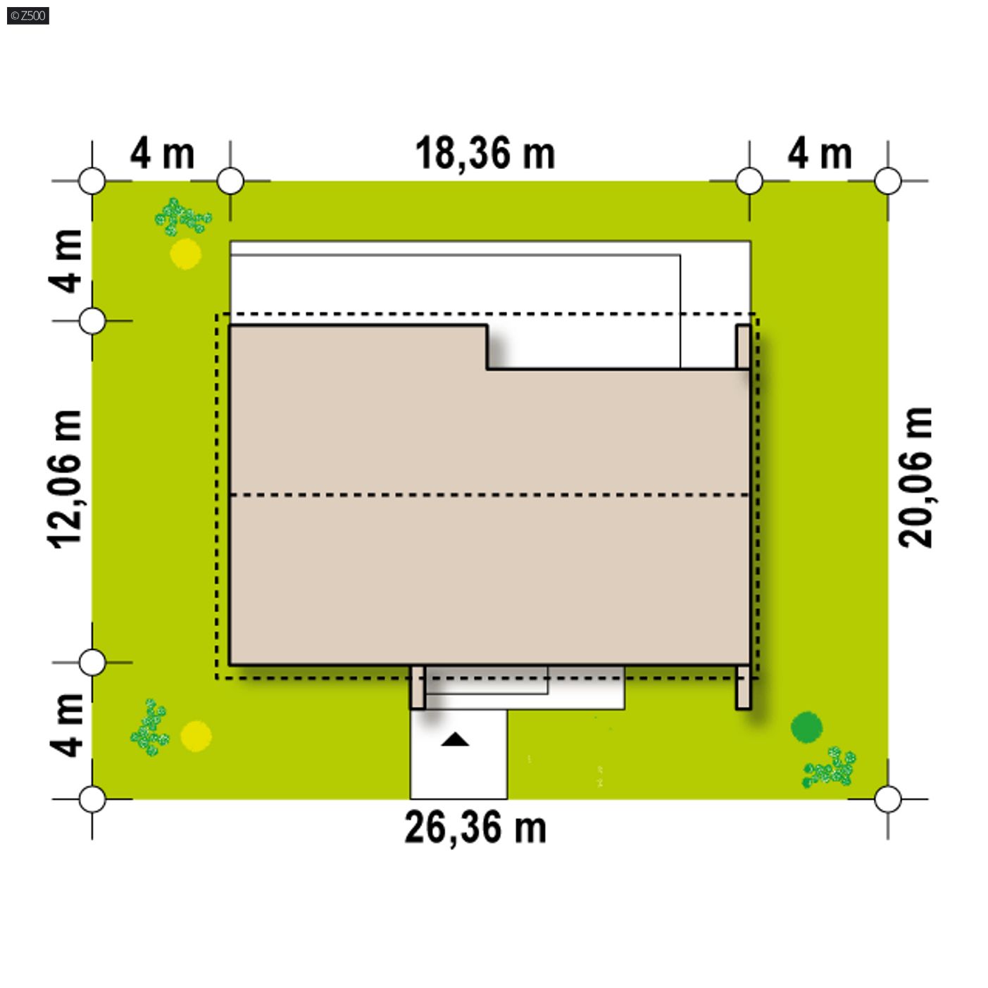 Gotowy projekt domu  - Parterowy dom o powierzchni ok 130m2 z 4 sypialniami, garażem i dachem 2spadowym