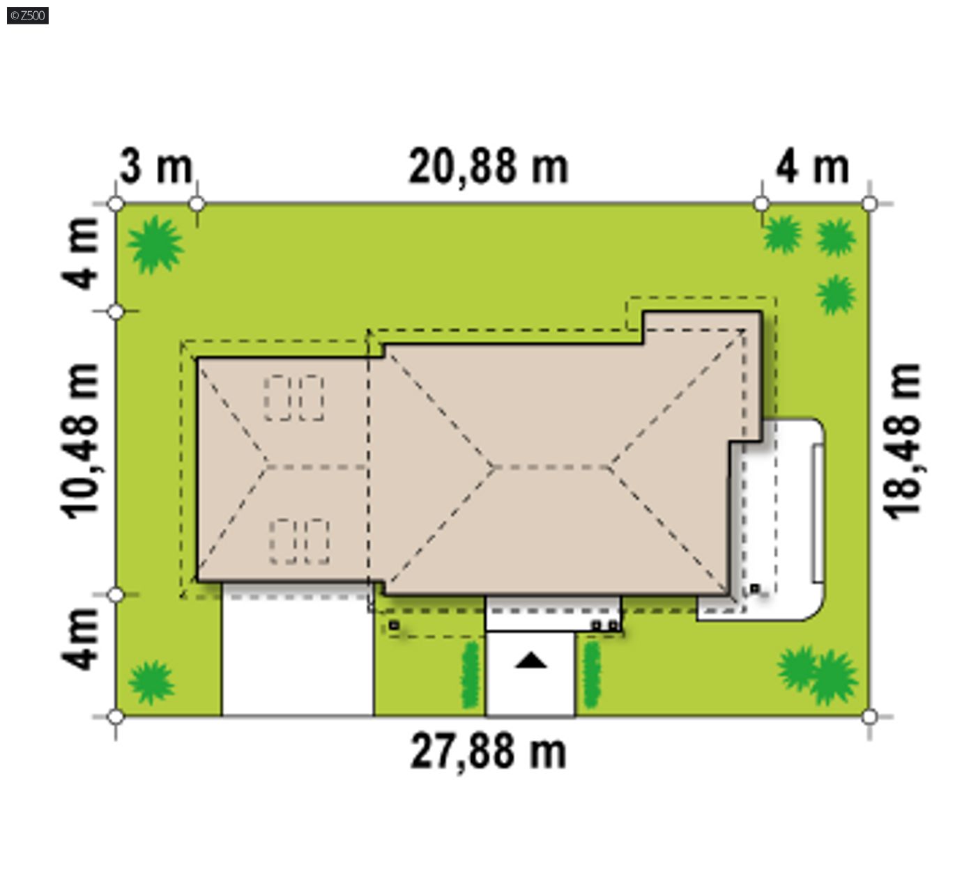 Home project  - Piętrowy dom o prostej bryle z dachem kopertowym i garażem na 2 auta.