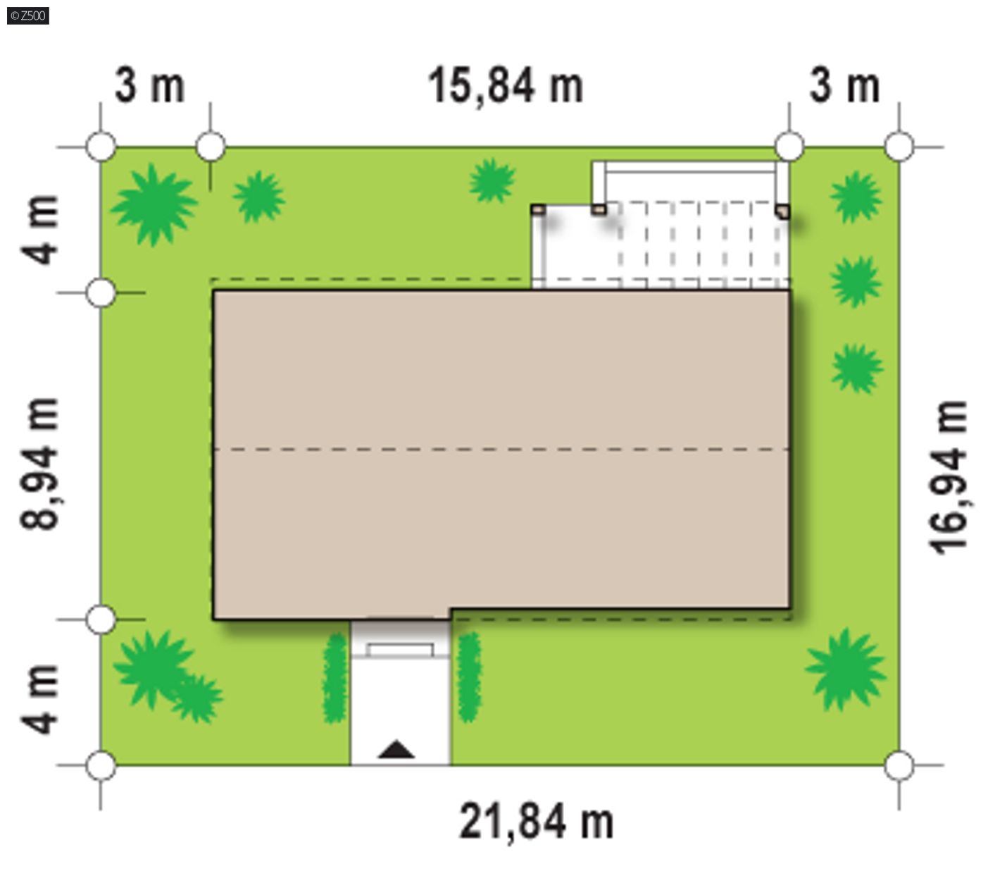 Home project  - Funkcjonalny dom parterowy z dachem dwuspadowym o nowoczesnym wyglądzie. 