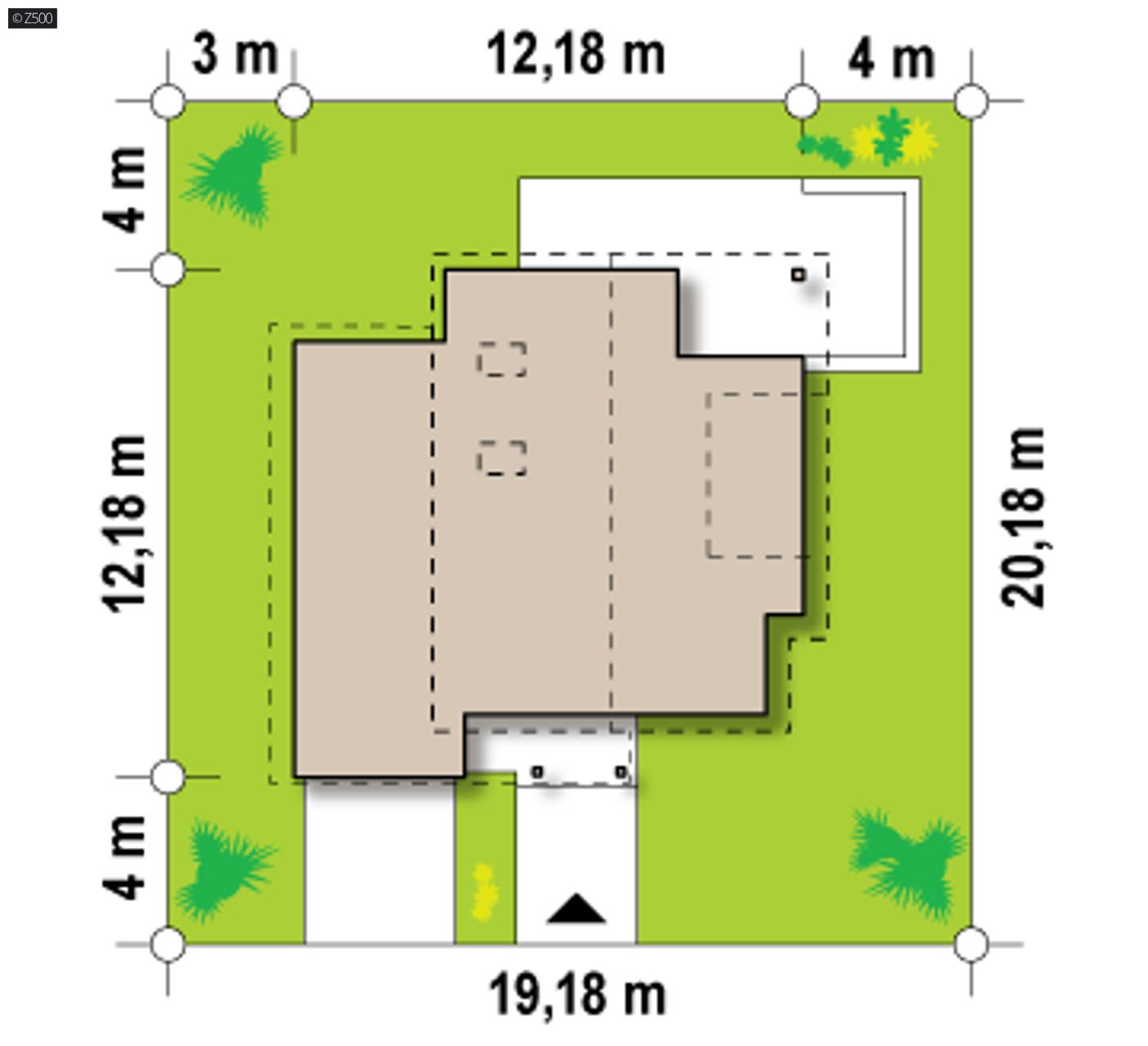 Home project  - Mały dom z poddaszem użytkowym nowoczesną lukarną  i garażem od frontu.
