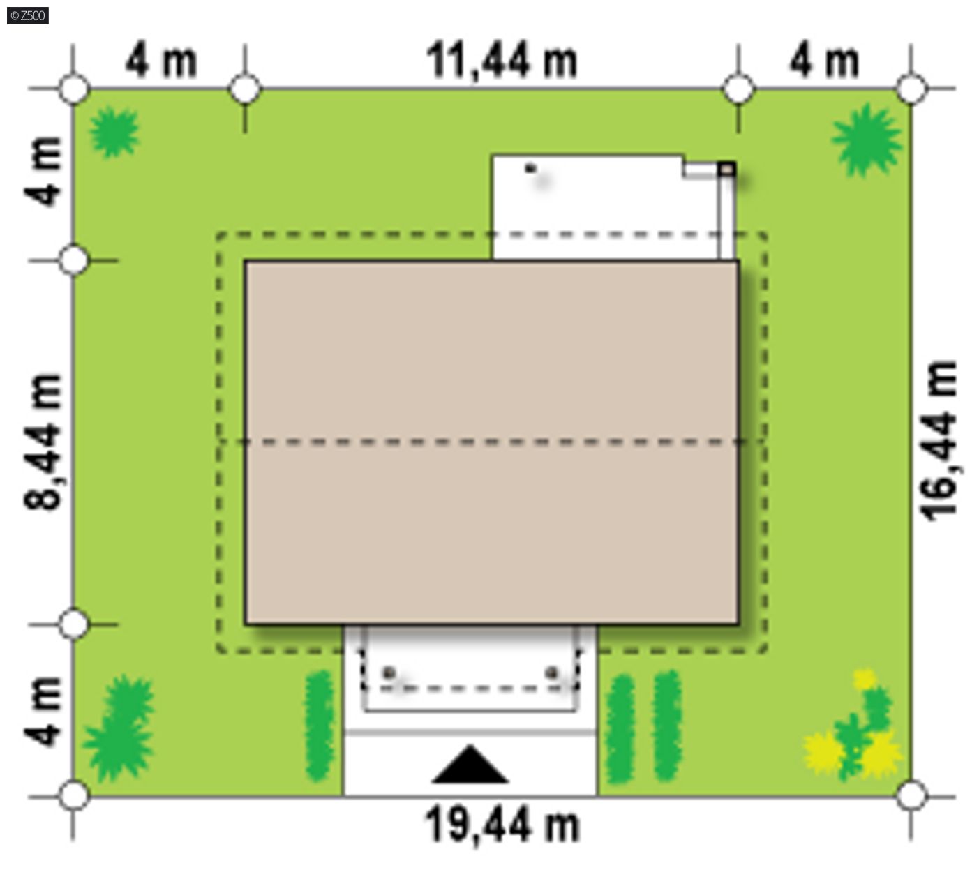 Gotowy projekt domu  - Parterowy dom z dwuspadowym dachem