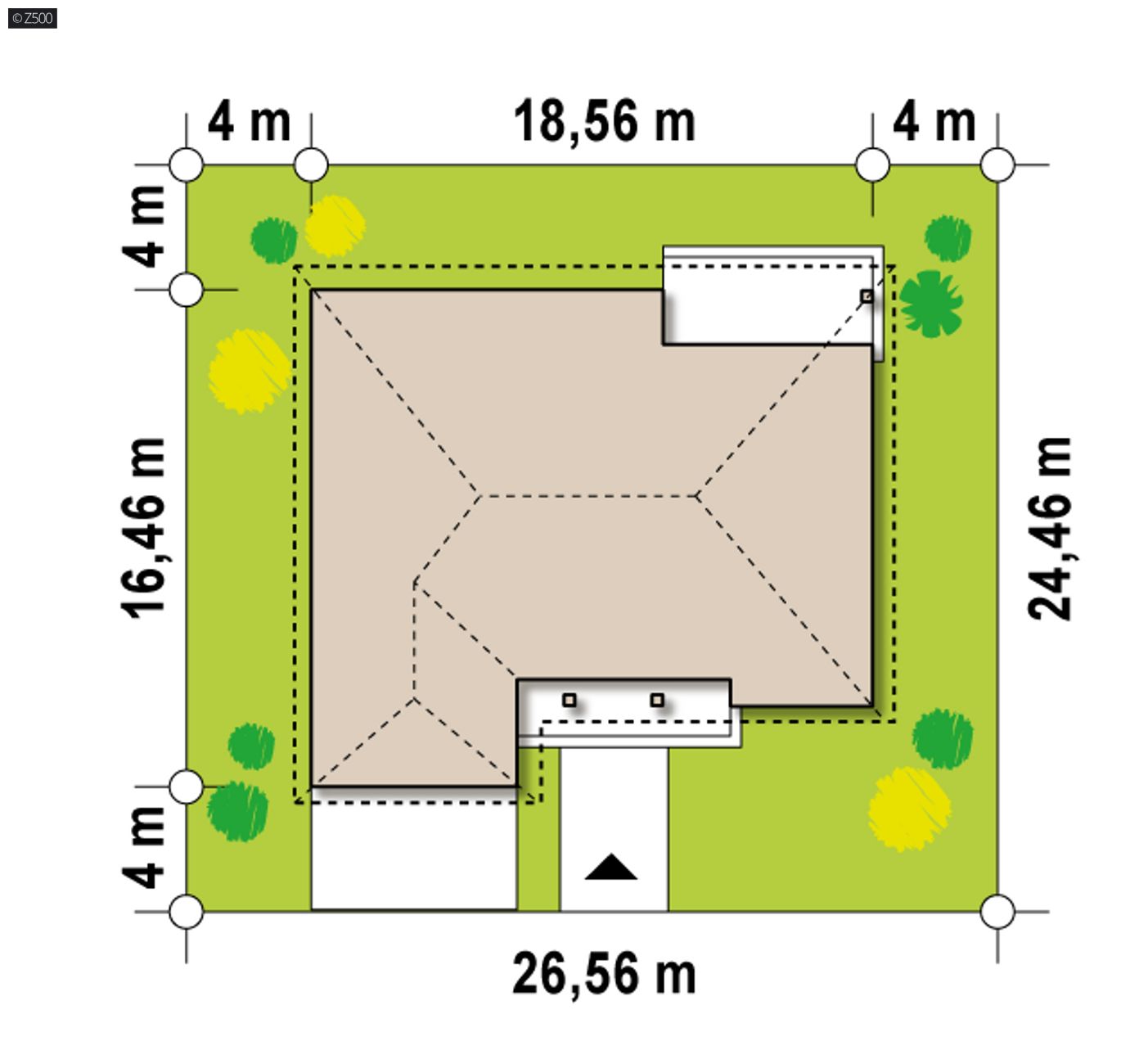 Home project  - Parterowy dom z garażem na dwa samochody, z wjazdem od frontu.