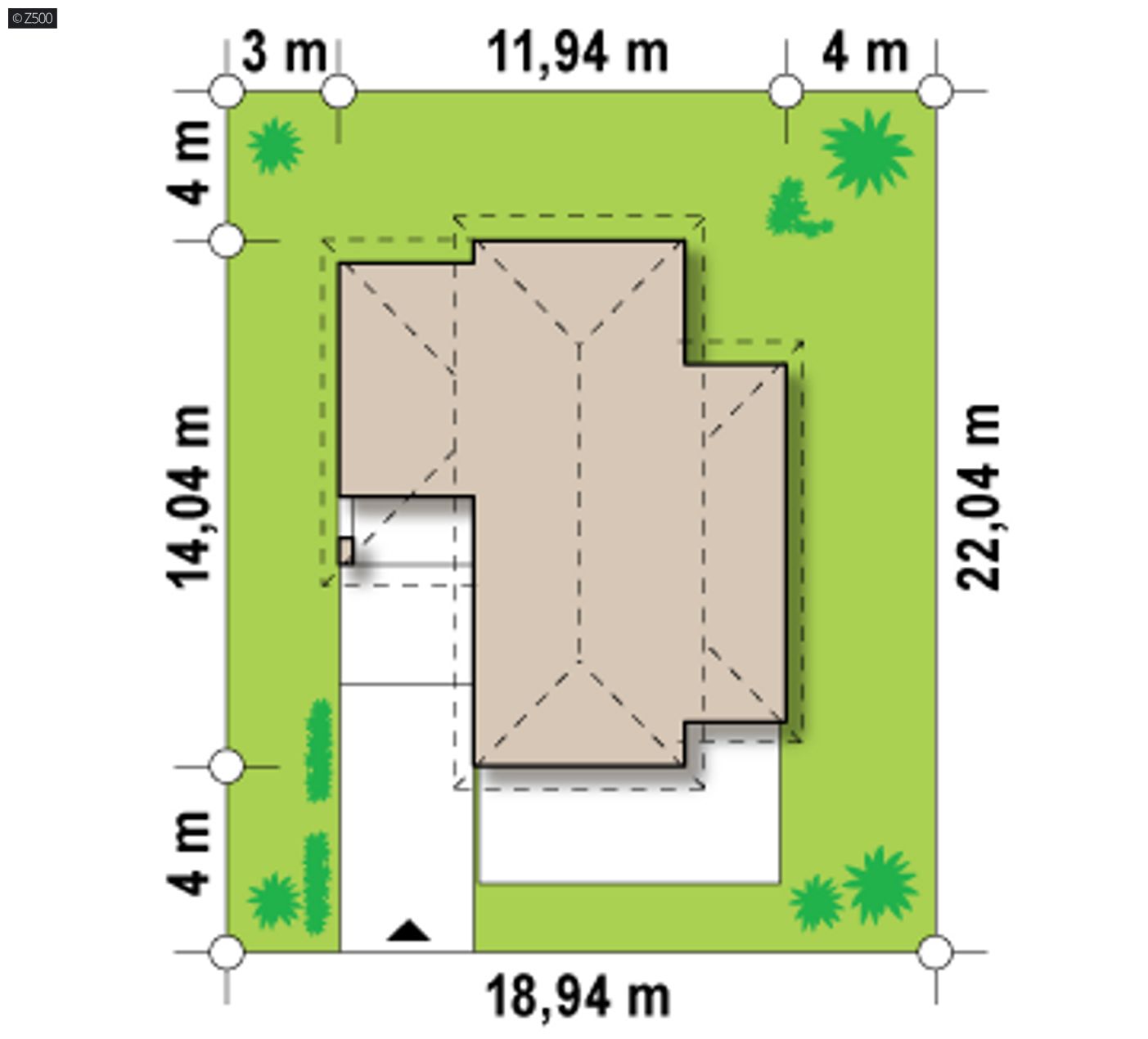Home project  - Projekt domu piętrowego na wąską działkę z garażem bocznym.