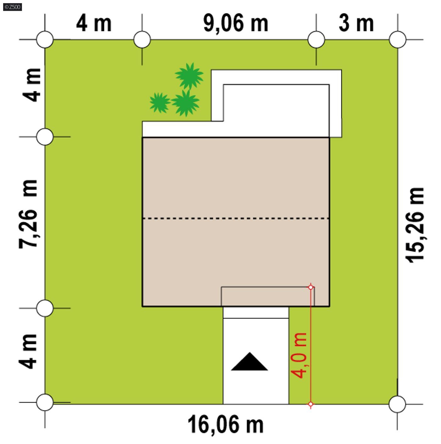 Gotowy projekt domu  - Prosty, mały dom o powierzchni 51 m2 z dachem 2-spadowym, 2 pokojami i salonem