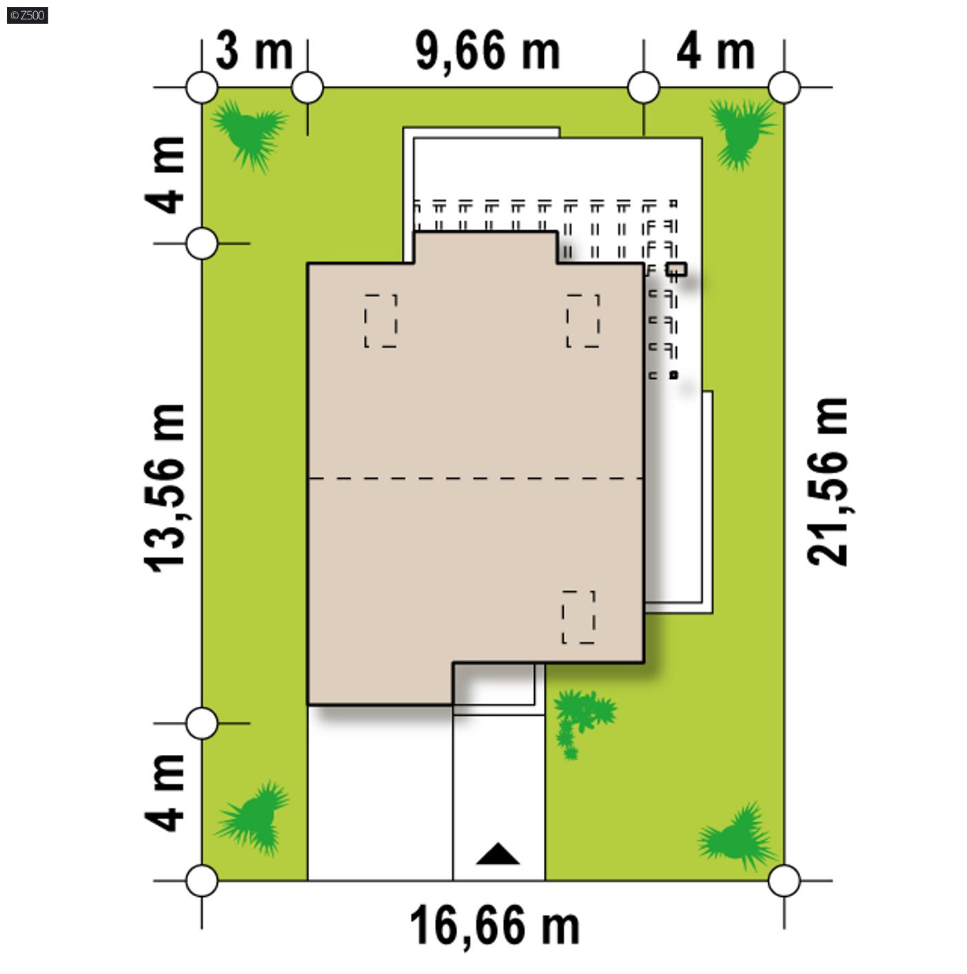 Gotowy projekt domu  - Dom z dwuspadowym dachem, garażem w bryle oraz modernistycznym detalem lukarny.