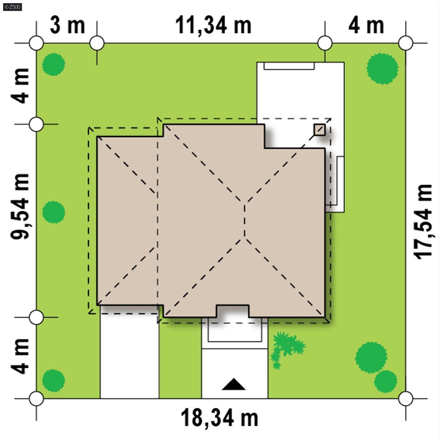 Home project  - Projekt domu - willi z piętrem także na miejską działkę, z garażem i dużym p.g.