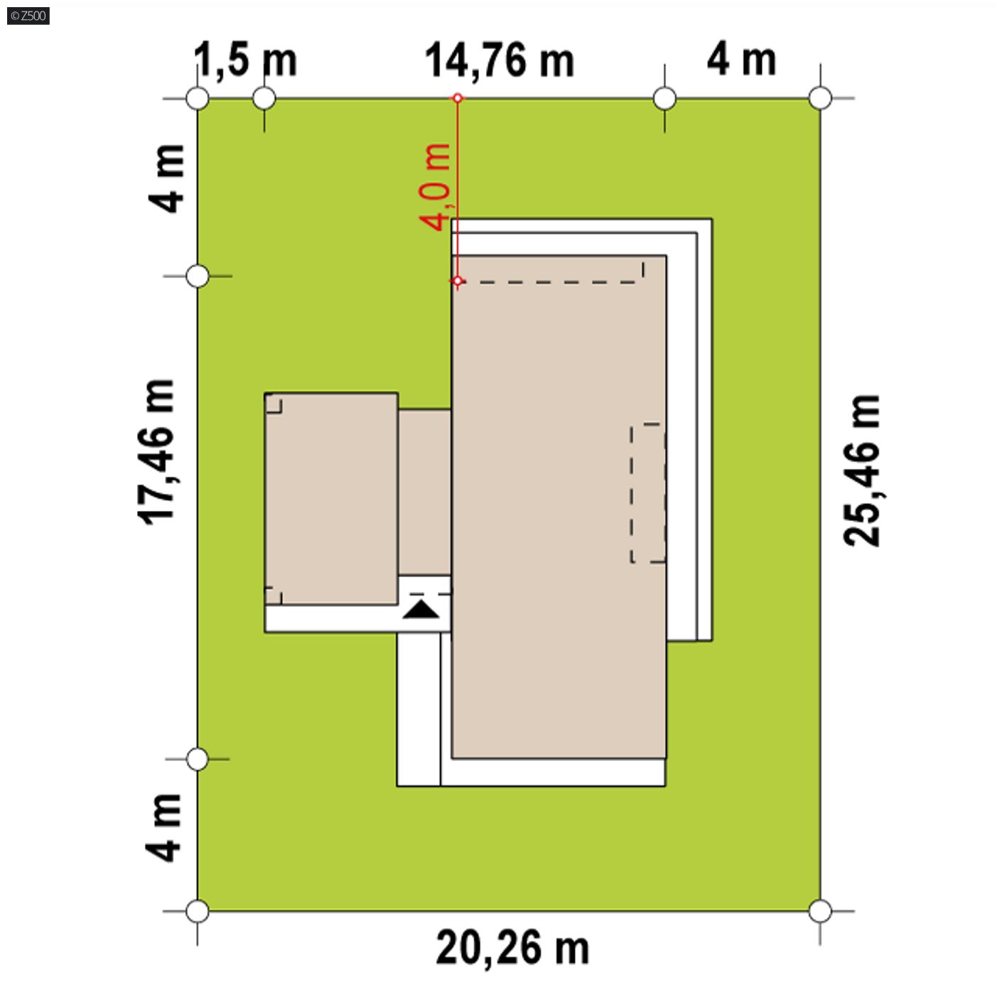 Gotowy projekt domu  - Parterowy współczesny dom z 3 pokojami, salonem, jadalnią i miejscem na samochód