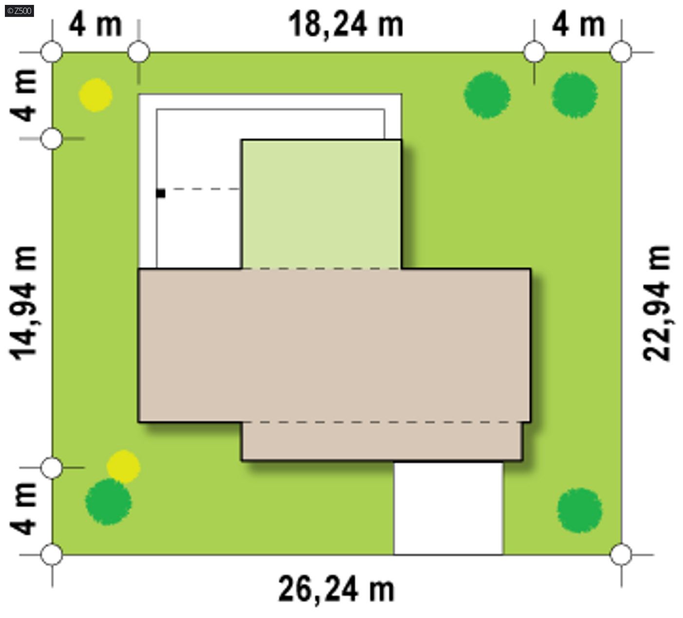 Gotowy projekt domu  - Projekt domu nowoczesnego, z apartamentem na parterze oraz garażem na 2 auta.