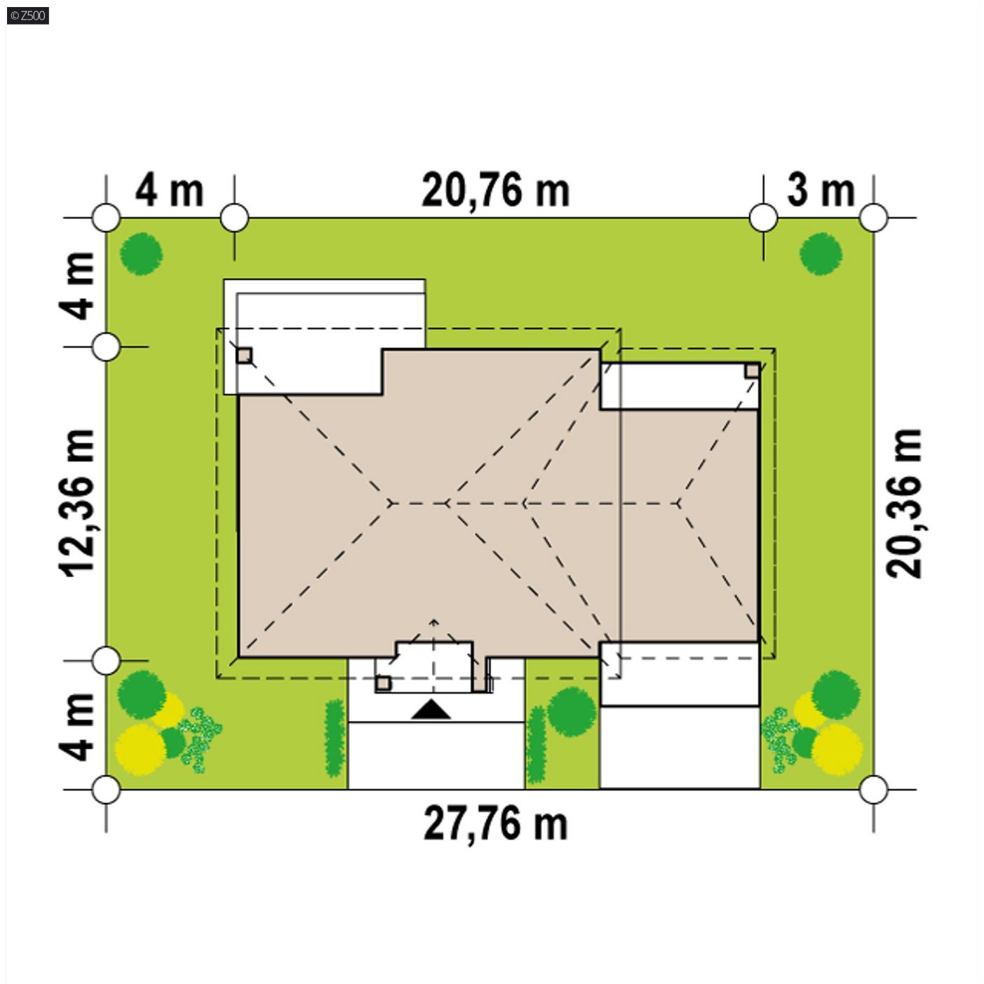 Mājas projekts  - Vienstāva mājas projekts ar divvietīgu garāžu - Z86 A