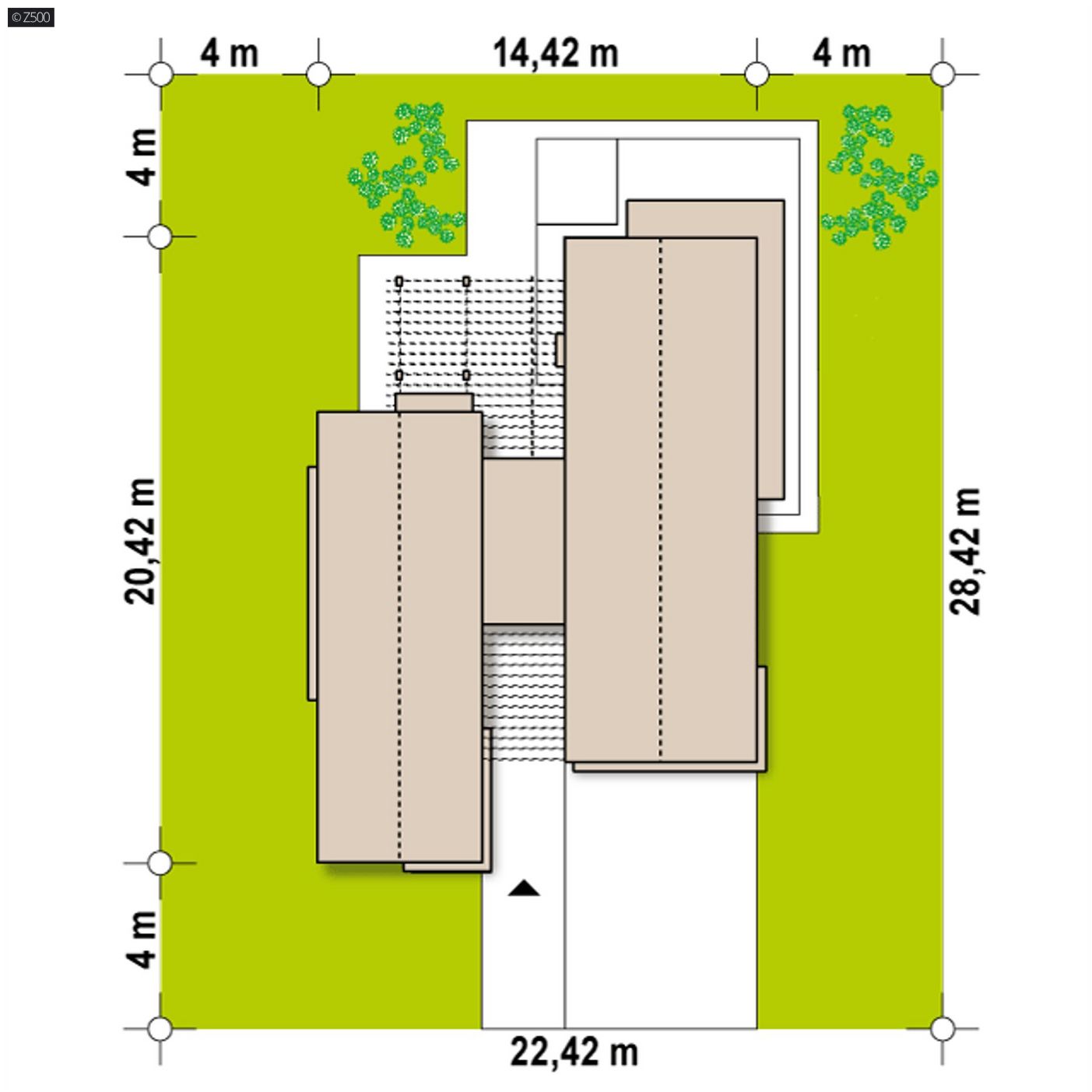 Mājas projekts  - Vienstāva mājas projekts ar divvietīgu garāžu - Z388 D