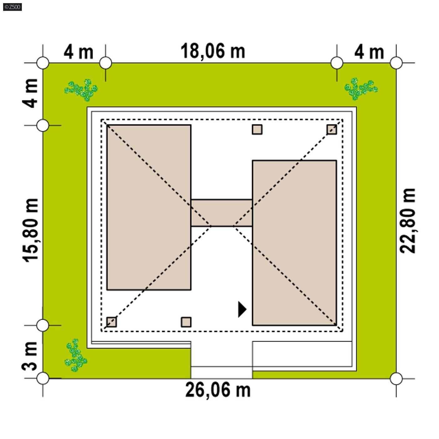 Mājas projekts  - Vienstāva mājas projekts ar divvietīgu garāžu - 
Z449