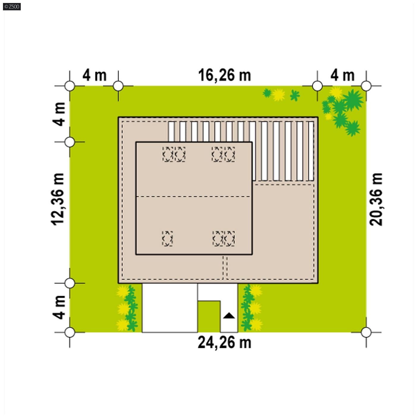 Mājas projekts  - Mūsdienīga māja, ko ieskauj terase - Zx156