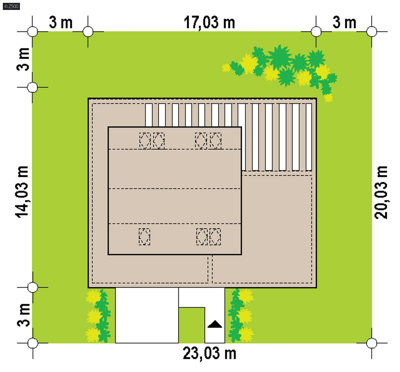 Mājas projekts  - Mūsdienīga māja, ko ieskauj terase - Zx156 D
