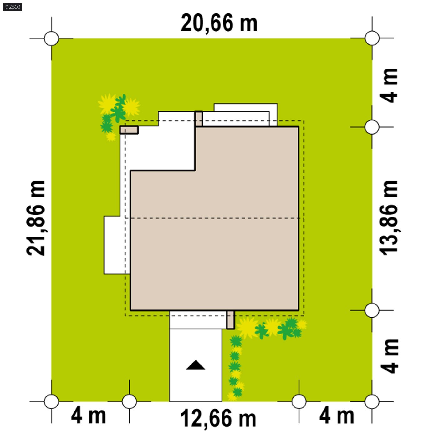 Home project  - Dom parterowy o powierzchni 130m2 z dachem 2-spadowym, 4 pokojami oraz salonem.